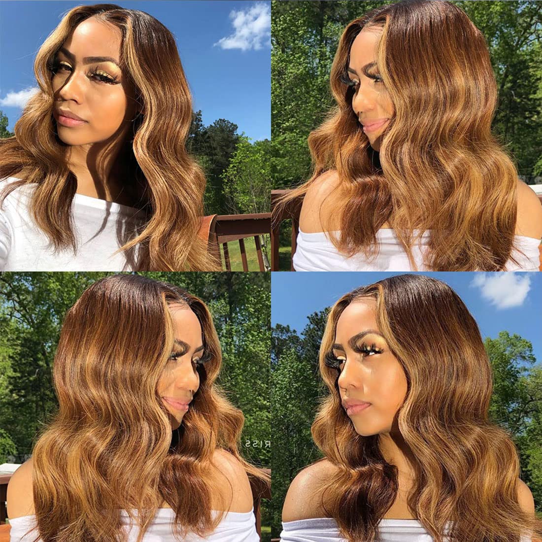 Isufer Brown Highlight Lace Closure Pre Plucked With Baby Hair Brazilian Virgin Hair Raw Remy Human Hair Ombre 18 Inch Swiss Lac