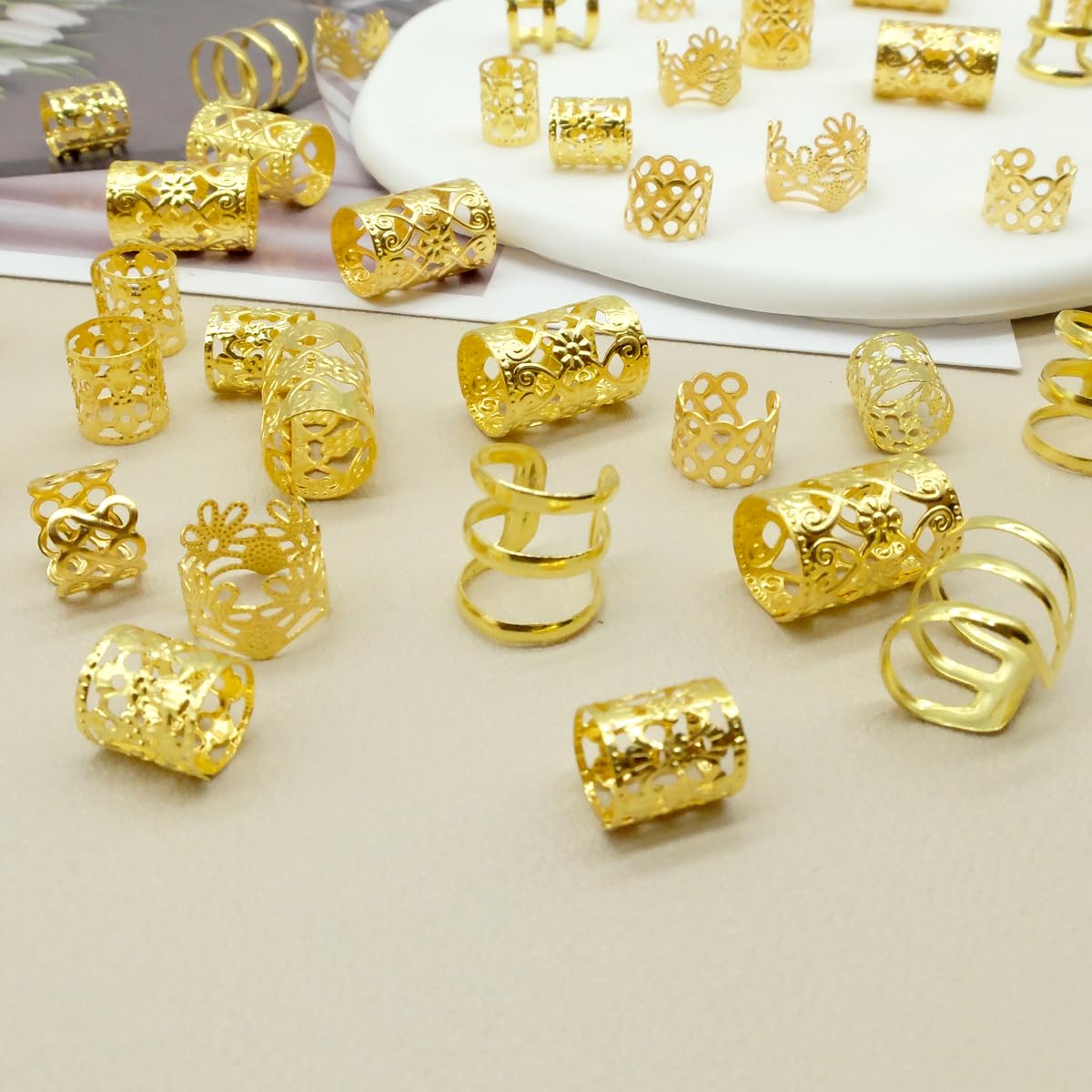 Dreadlock Beads Locs Accessories For Hair, Hair Jewelry For Braids Hair Rings For Women And Girls, Adjustable Cuffs Braiding Hai