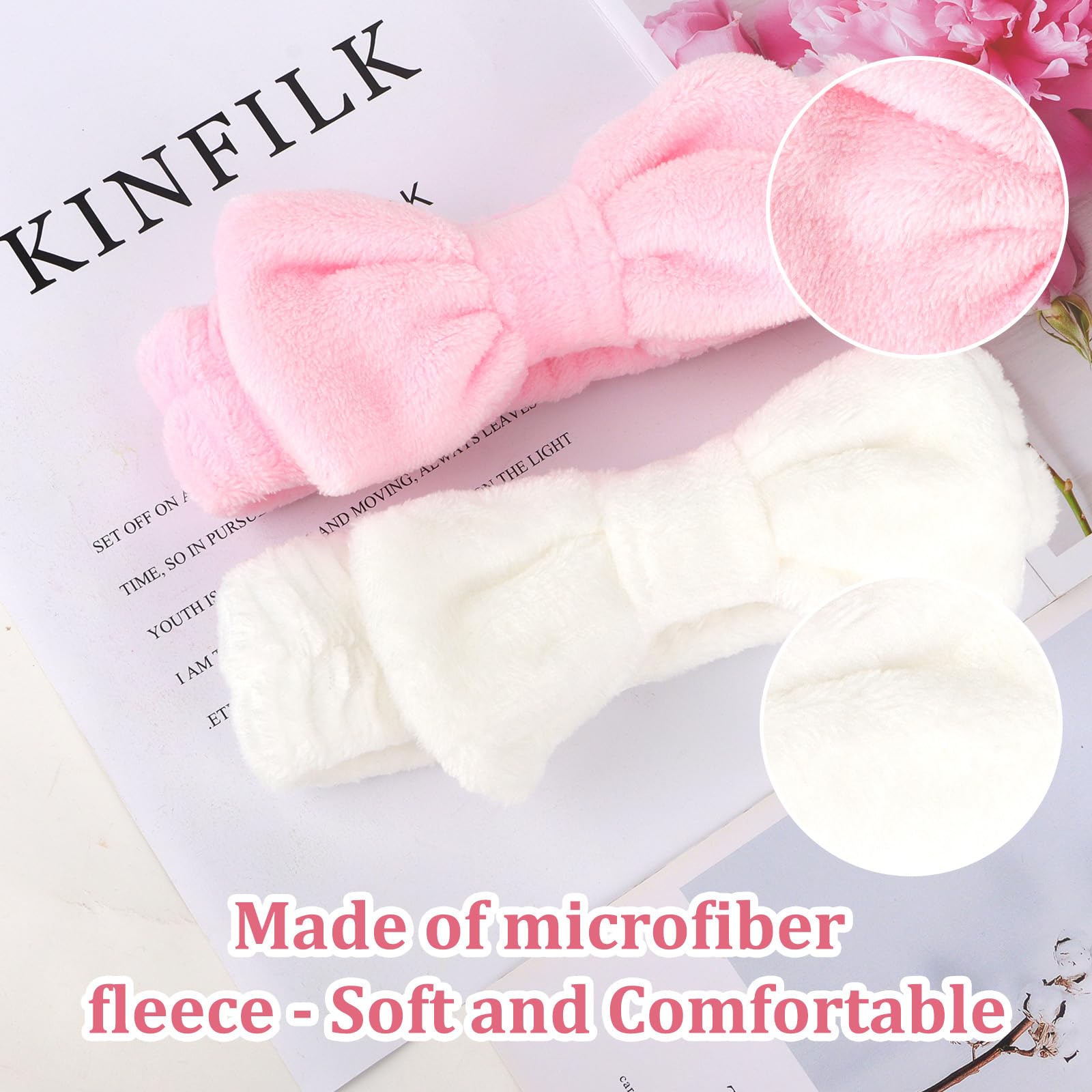 Cieher 8 Pcs Spa Headbands - 1 White + 7 Pink, Microfiber Hairbands For Bachelorette Party Favors, Bridal Shower Decorations, Sk