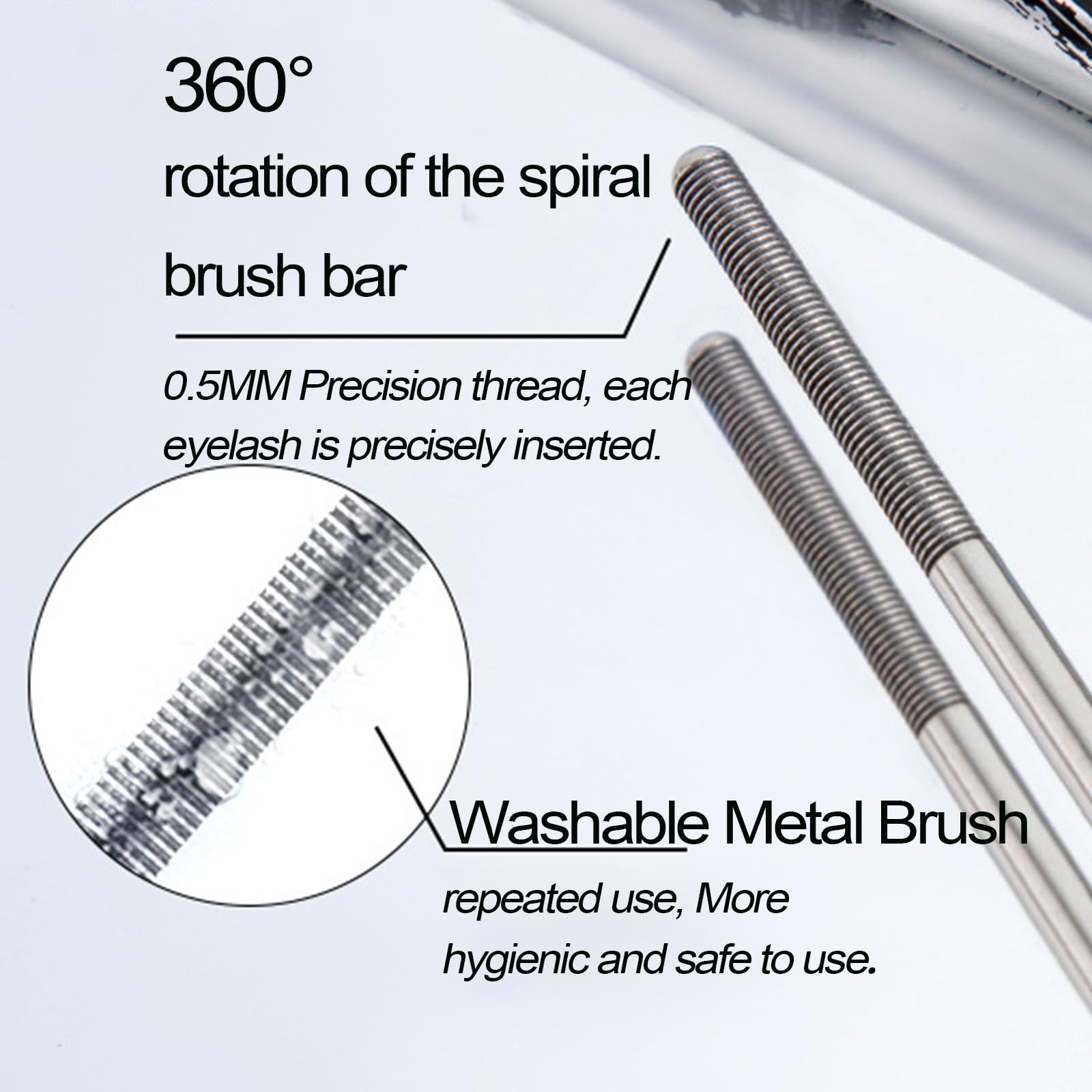 Brown Washable Iron Wand Mascara, Waterproof Metal Wand Mascara, Natural Length Slim Volume Building Mascara, Separate Each Lash