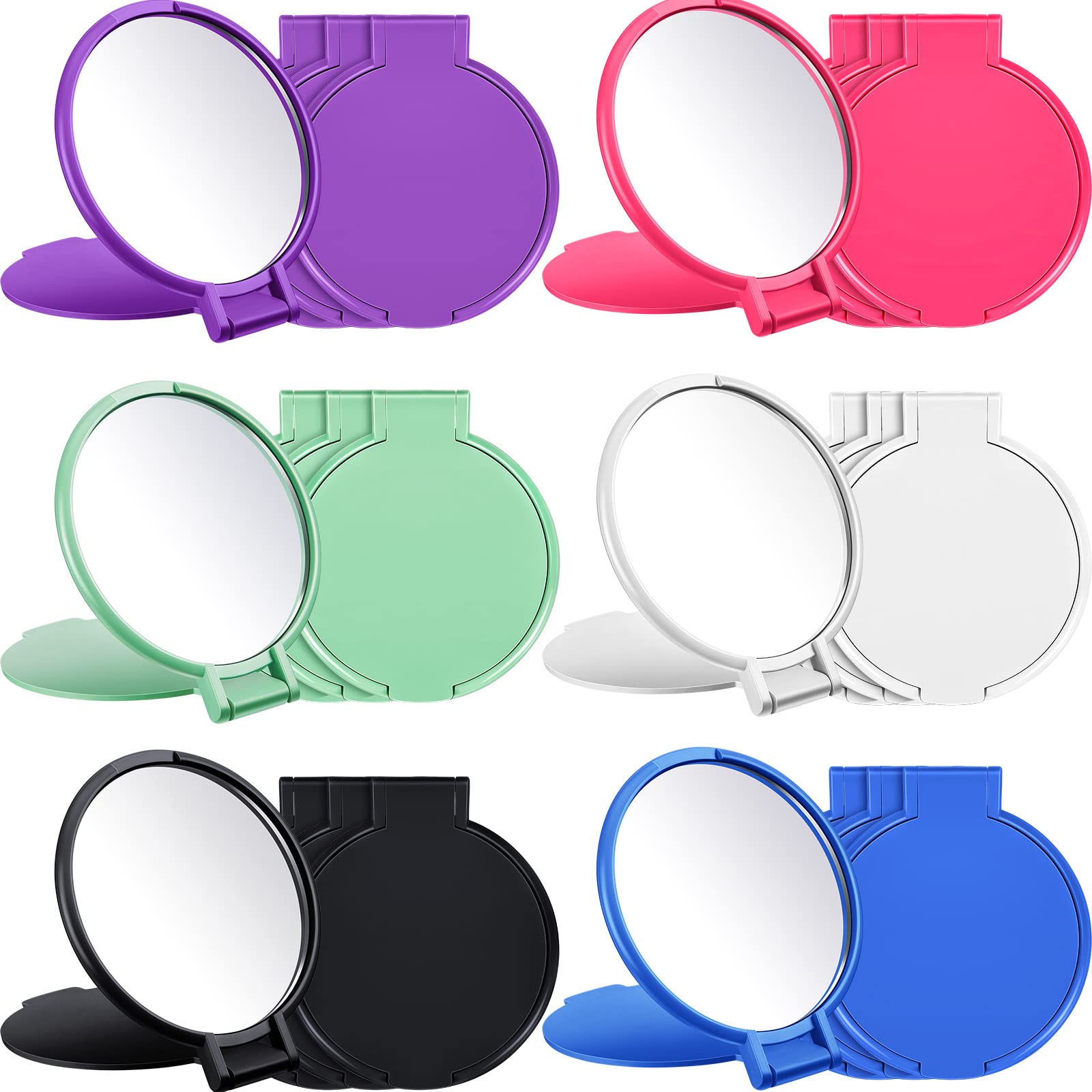 Jetec 18 Pieces Mini Folding Mirror Round Compact Mirror Portable Pocket Mirror Makeup Small Mirror Vintage Portable Travel Make