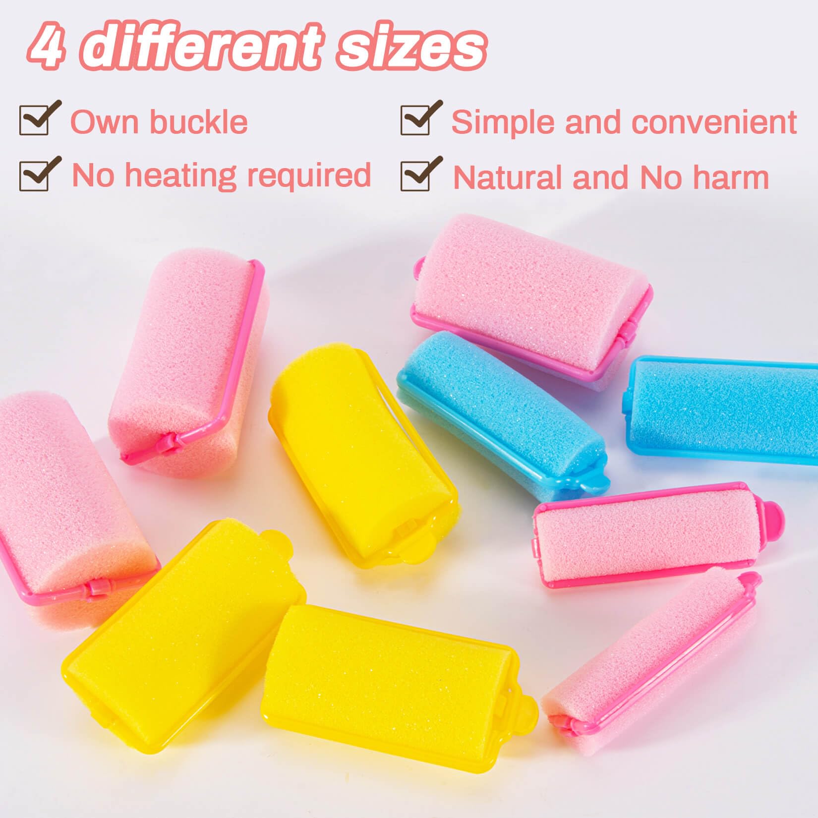 MAQIHAN 36PCS Foam Hair Rollers - Sponge Rollers for Hair Heatless Hair Curler for Short/Long Hair Sleep rolos para cabello Jumb