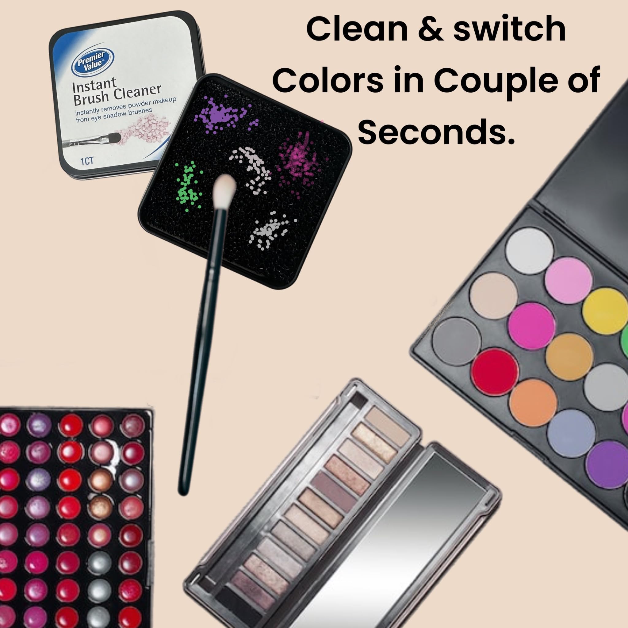 Alazco 1Pk Color Removal Cleaner Sponge Quickly & Easily Clean Makeup Brushes Powder No Water Dry Pigment Brush Cleaner - Switch