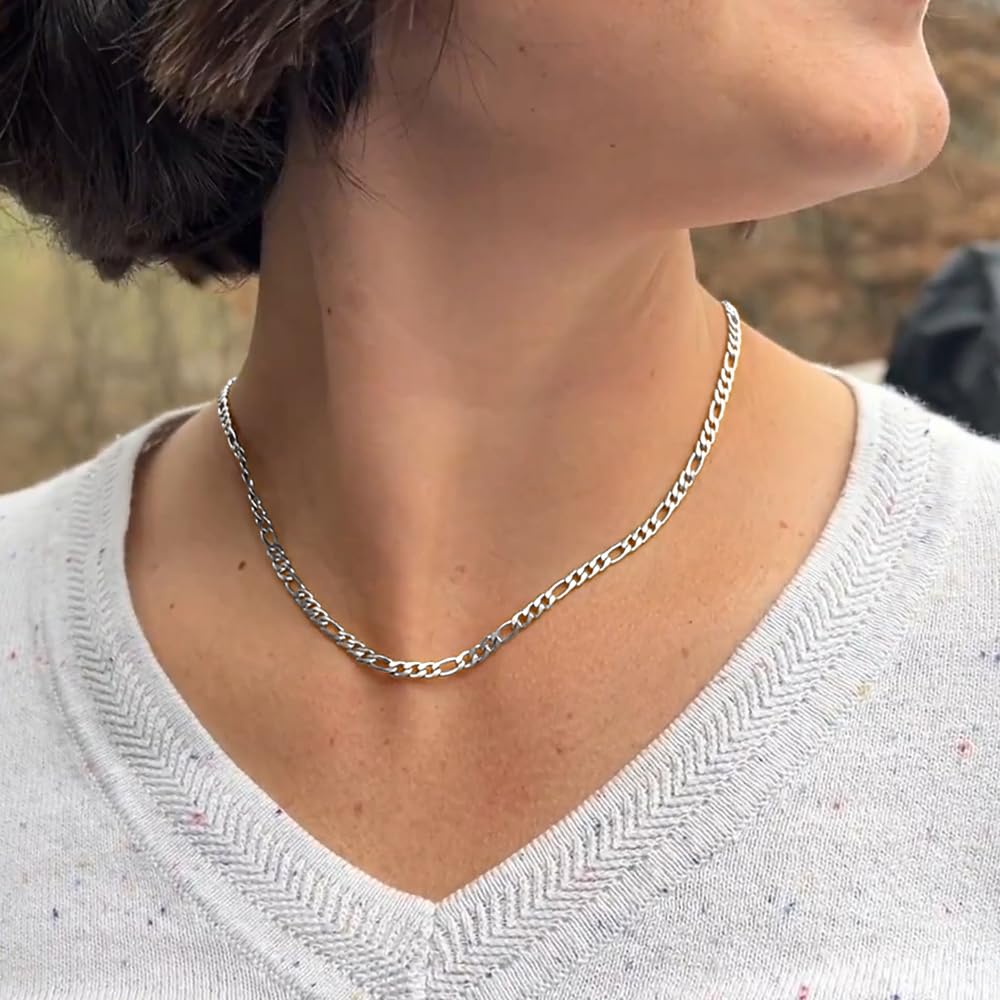 Monily 20 Inches Figaro Chain Necklace for Men 6.5MM Stainless Steel Figaro Link Chain for Mens Women