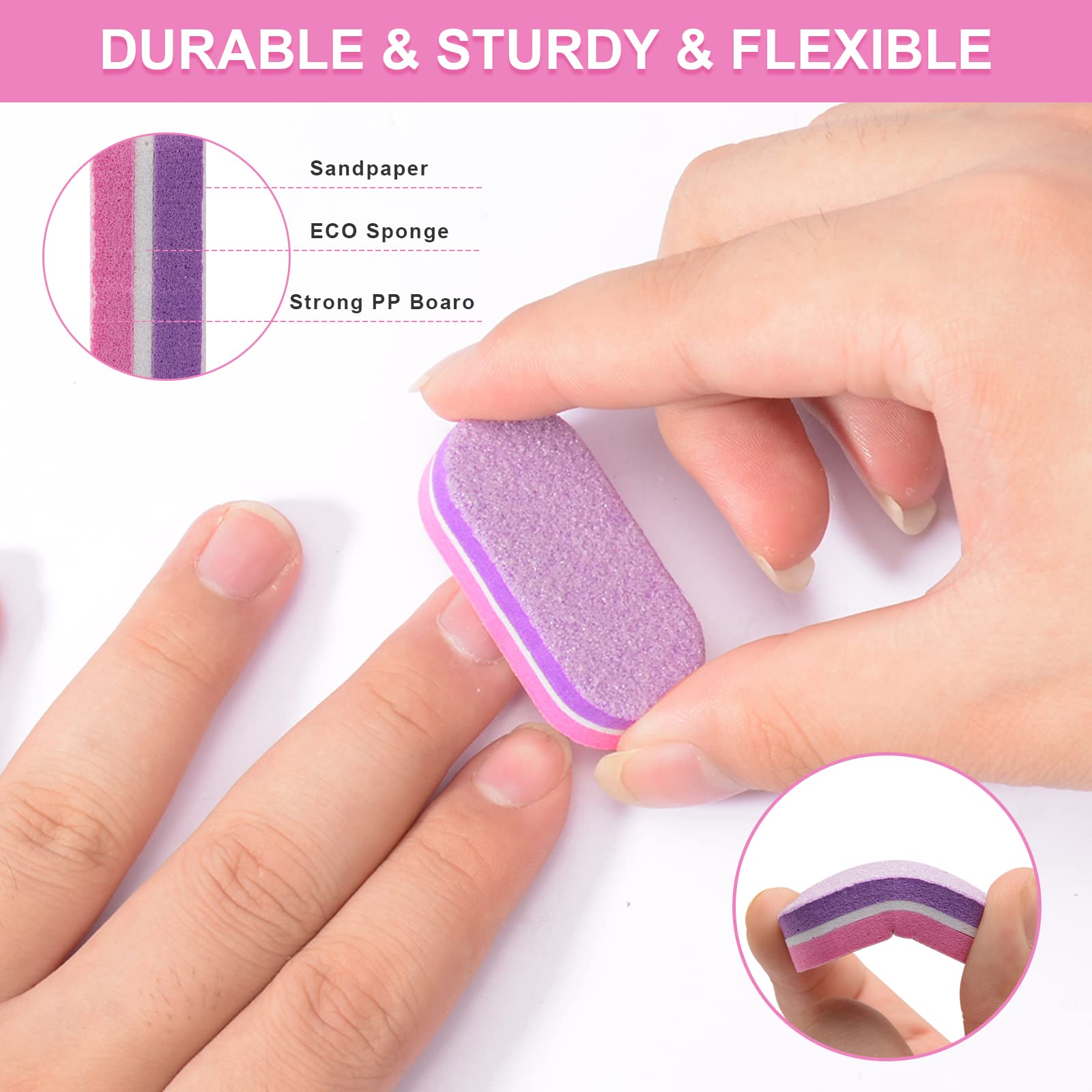 Diesisa Mini Nail Buffers, 40Pc 100/180 Grit Sponge Mini Nail Files Bulk For Acrylic Nails, Buffer Block Nail File,Mini Bulk Nai