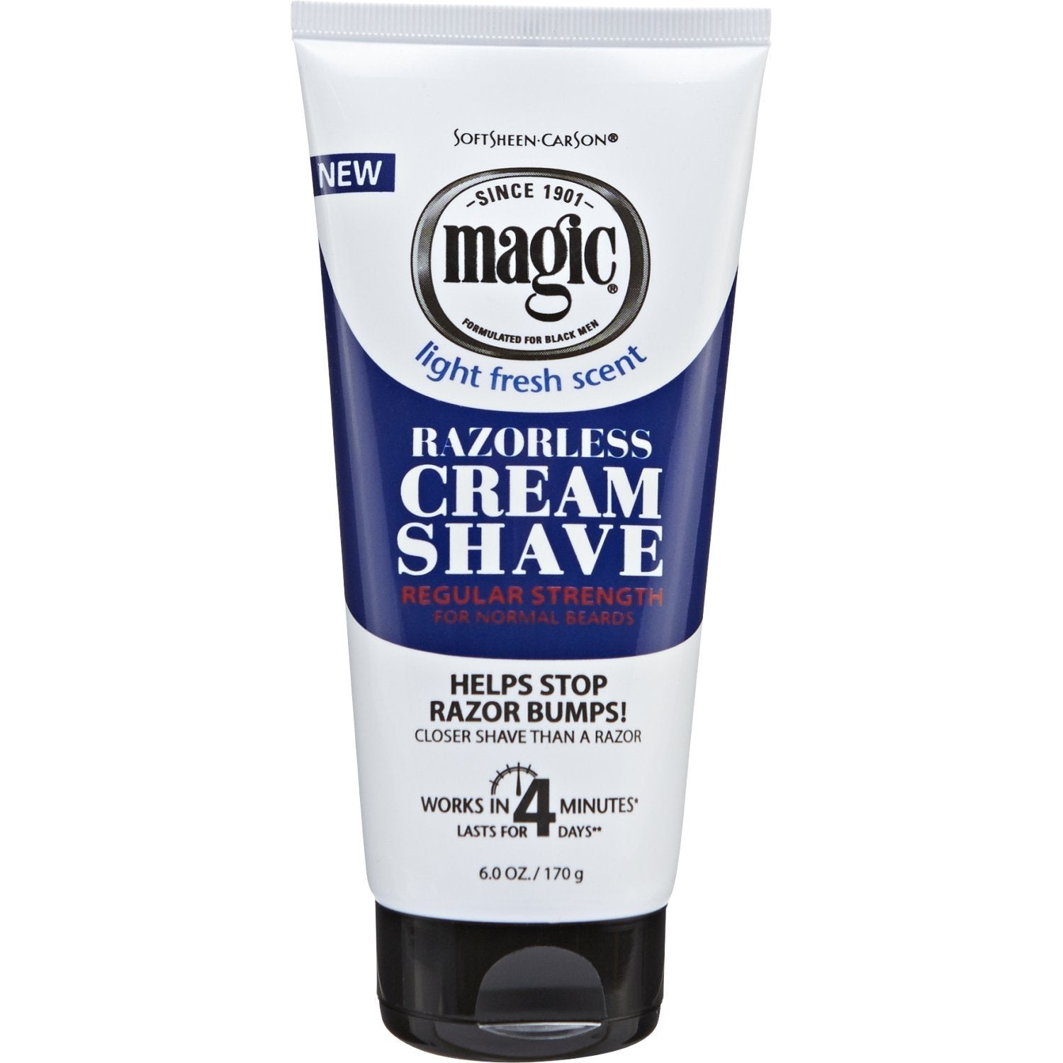 Razorless Shaving Cream for Men by SoftSheen-Carson Magic, Hair Removal Cream, Regular Strength for Normal Beards, No Razor Need