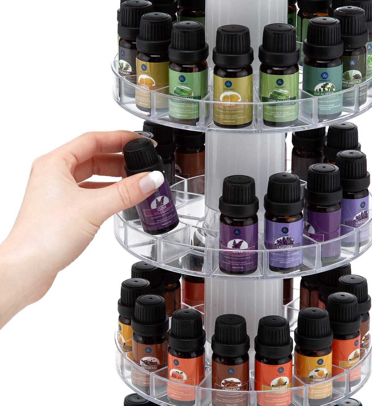 J Jackcube Design Rotating Essential Oil Display Stand Spinning Rack For 75 Bottles(Up To 120) Organizer 5 Tier Storage Holder -