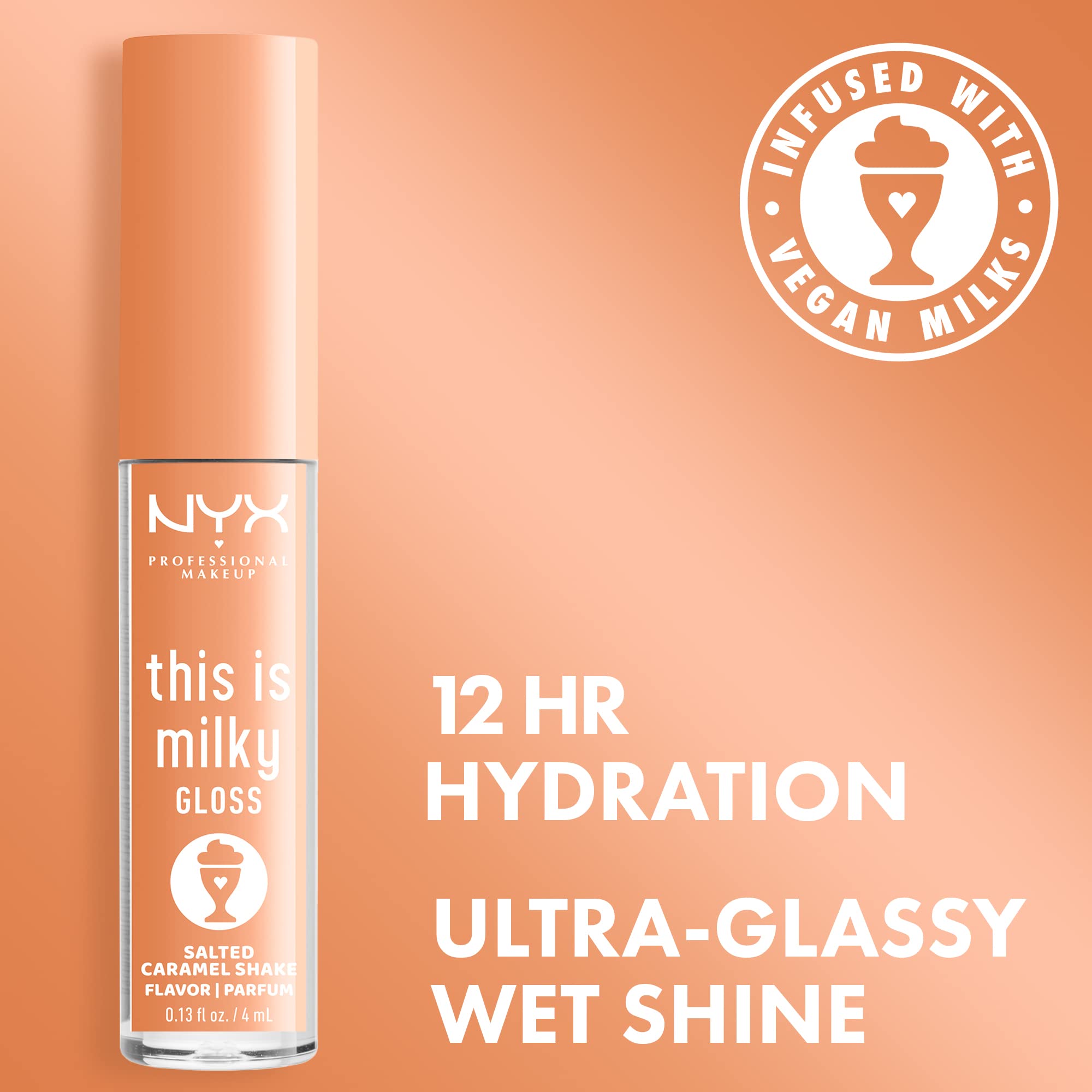 Nyx Professional Makeup This Is Milky Gloss, Lip Gloss With 12 Hour Hydration, Vegan - Salted Caramel Shake (Caramel)