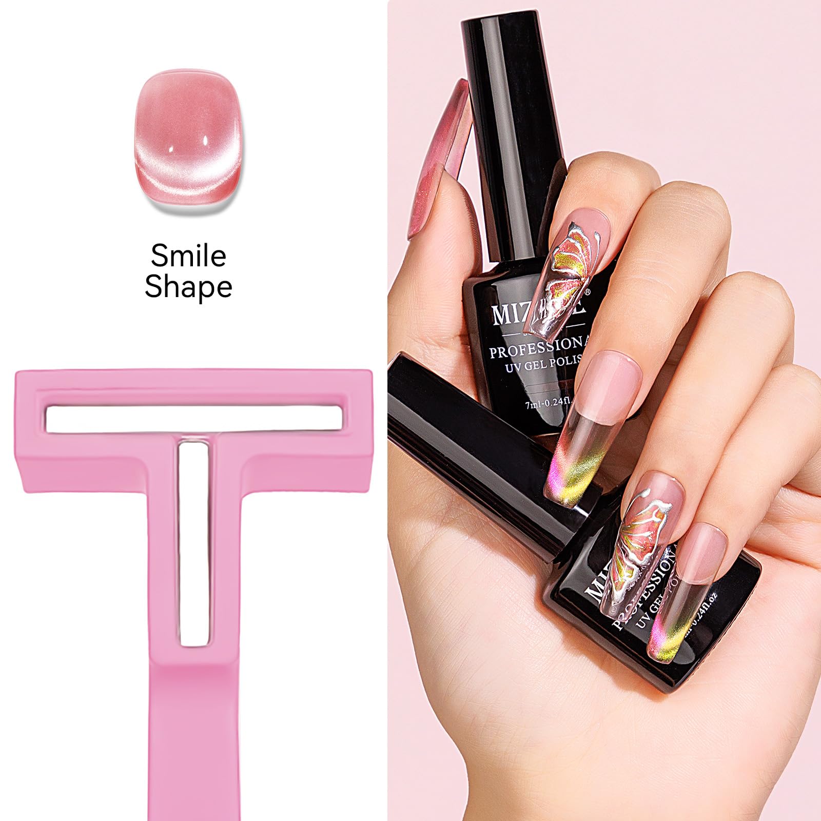 Mizhse 5 In 1 Nail Magnet Tool: Cat Eye Magnet Tool Multi-Function Magnet Stick 3D Magnetic Cat Eye Gel Polish, Nail Art Cat Eye