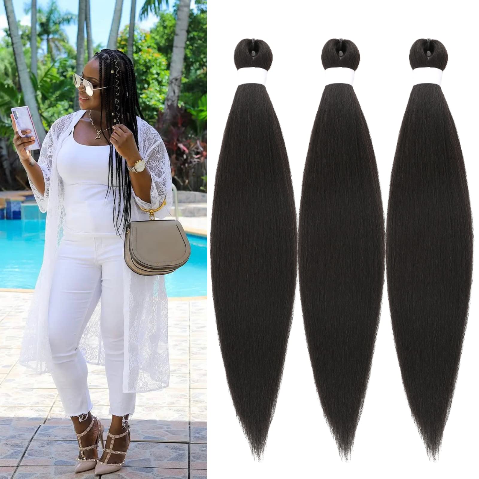 Gozill Black Pre Stretched Braiding hair Ez Braid Kanekalon Braiding Hair Prestretched Micro Hypoallergenic Kids Braiding Hair C