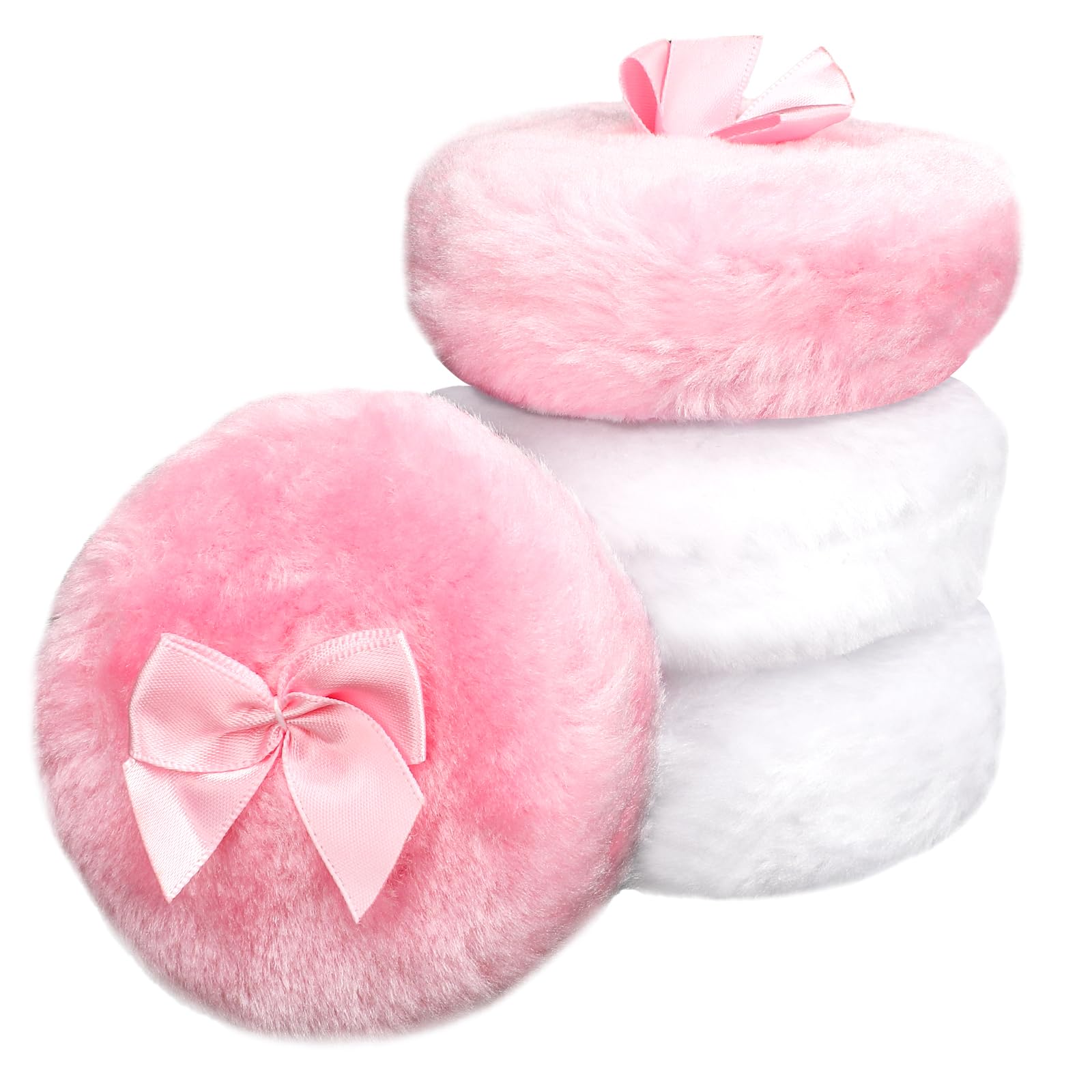 4Pcs Large Fluffy Powder Puff, White Powder Puff, Powder Puffs for Face powder, Ultra Soft Body Powder Puff, Soft Face Body Powd