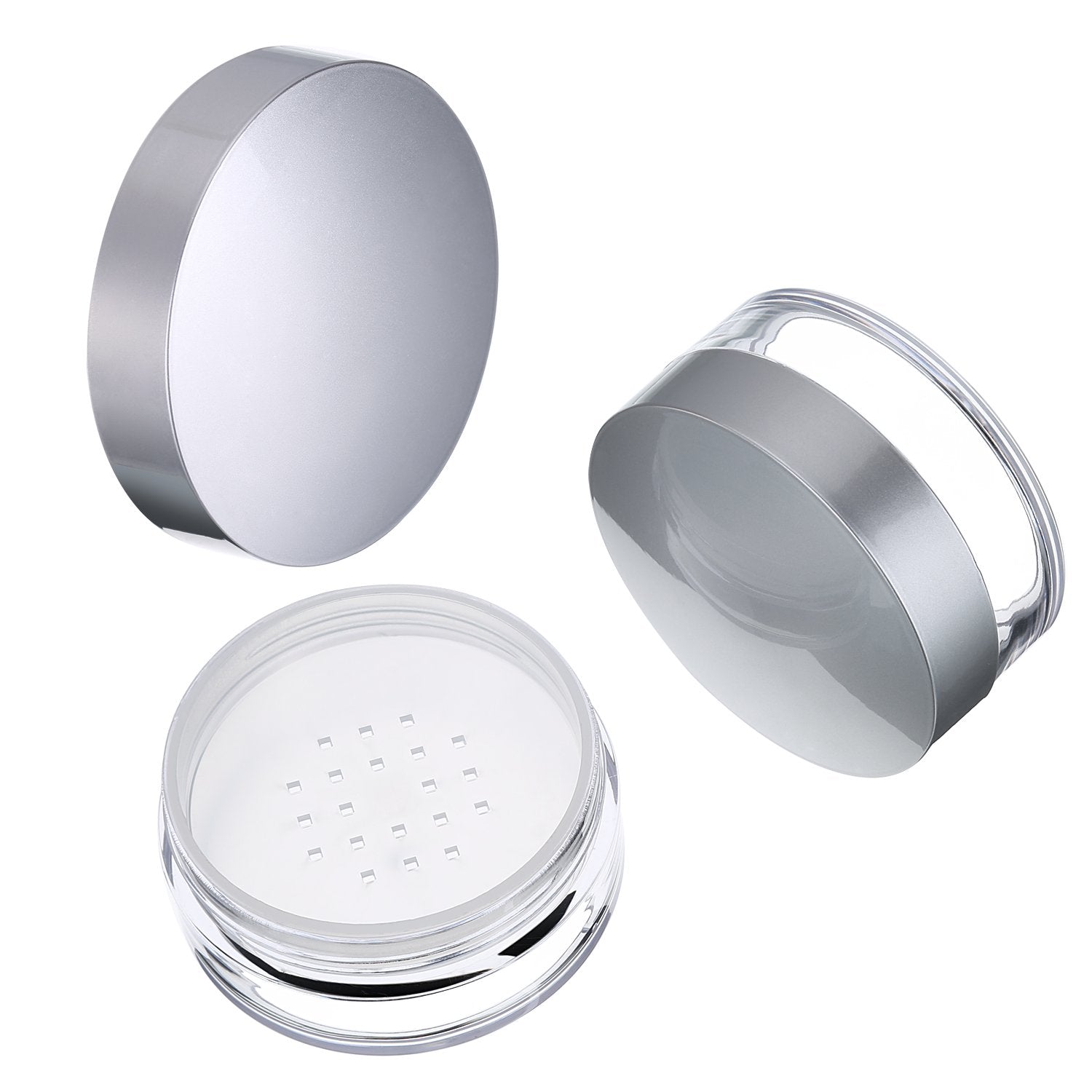 Hotop 3 Pieces 50 ml Plastic Empty Powder Case Face Powder Makeup Jar Travel Kit Blusher Cosmetic Makeup Containers with Sifter