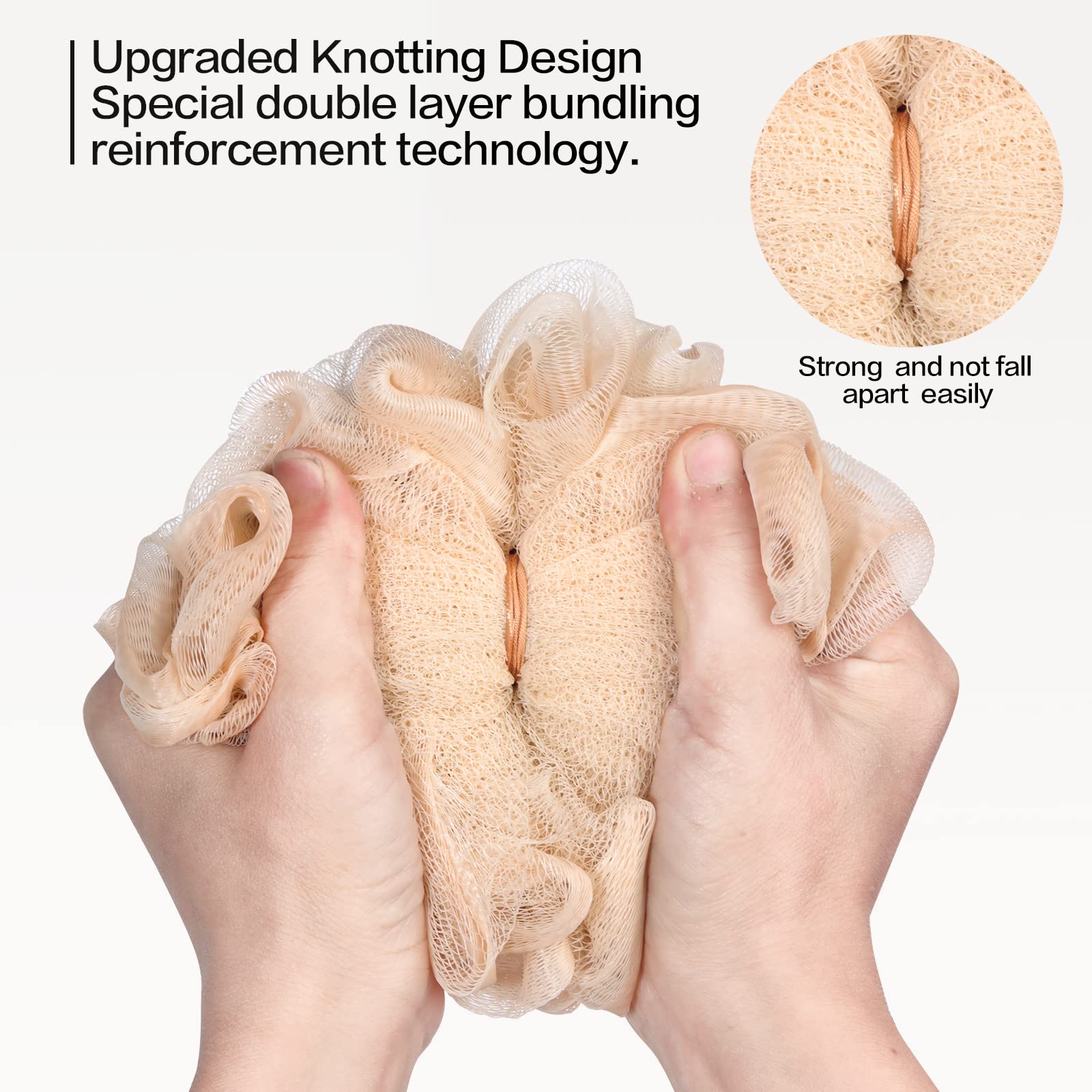 Fishent Loofah 3 Pack Bath Sponge Body Scrubber,?????? ???????? ???????? ???????? ???????????? ??????????, Shower Loofahs Body W