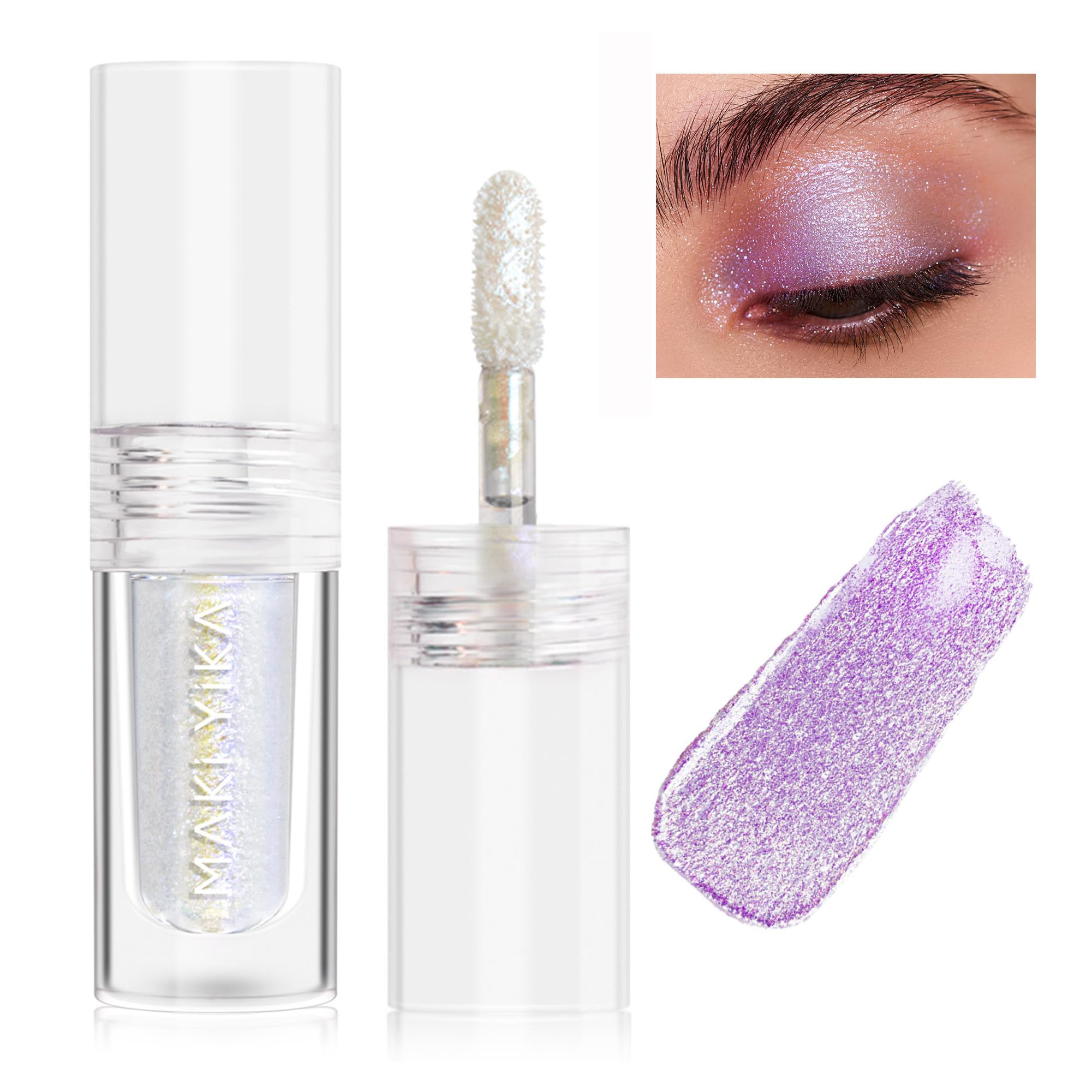 MAKI YIKA Glitter Eyeshadow Silver Multichrome Eyeshadows Long Lasting, Metallic Chameleon Eye Shadow Smudgeproof Holographic Ey