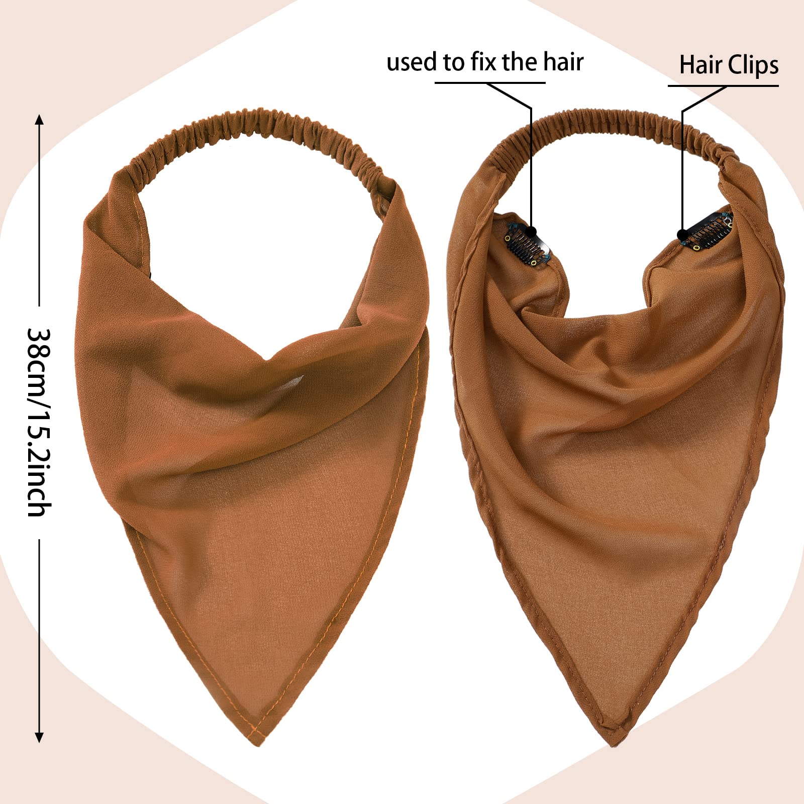 Syhood 6 Pcs Floral Elastic Hair Bandanas Boho Scarf Headband Chiffon Head Kerchief Turban With Hair Clips For Women(Pure Color