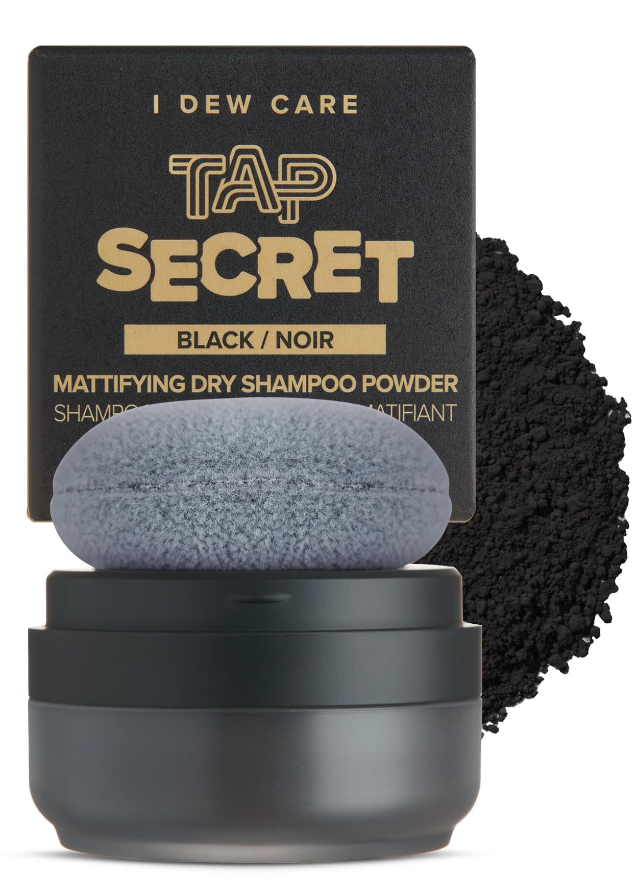 I Dew Care Dry Shampoo Powder - Tap Secret Black | With Betaine, Black Ginseng, Non-Aerosol, Benzene-Free, Mattifying Root Boost