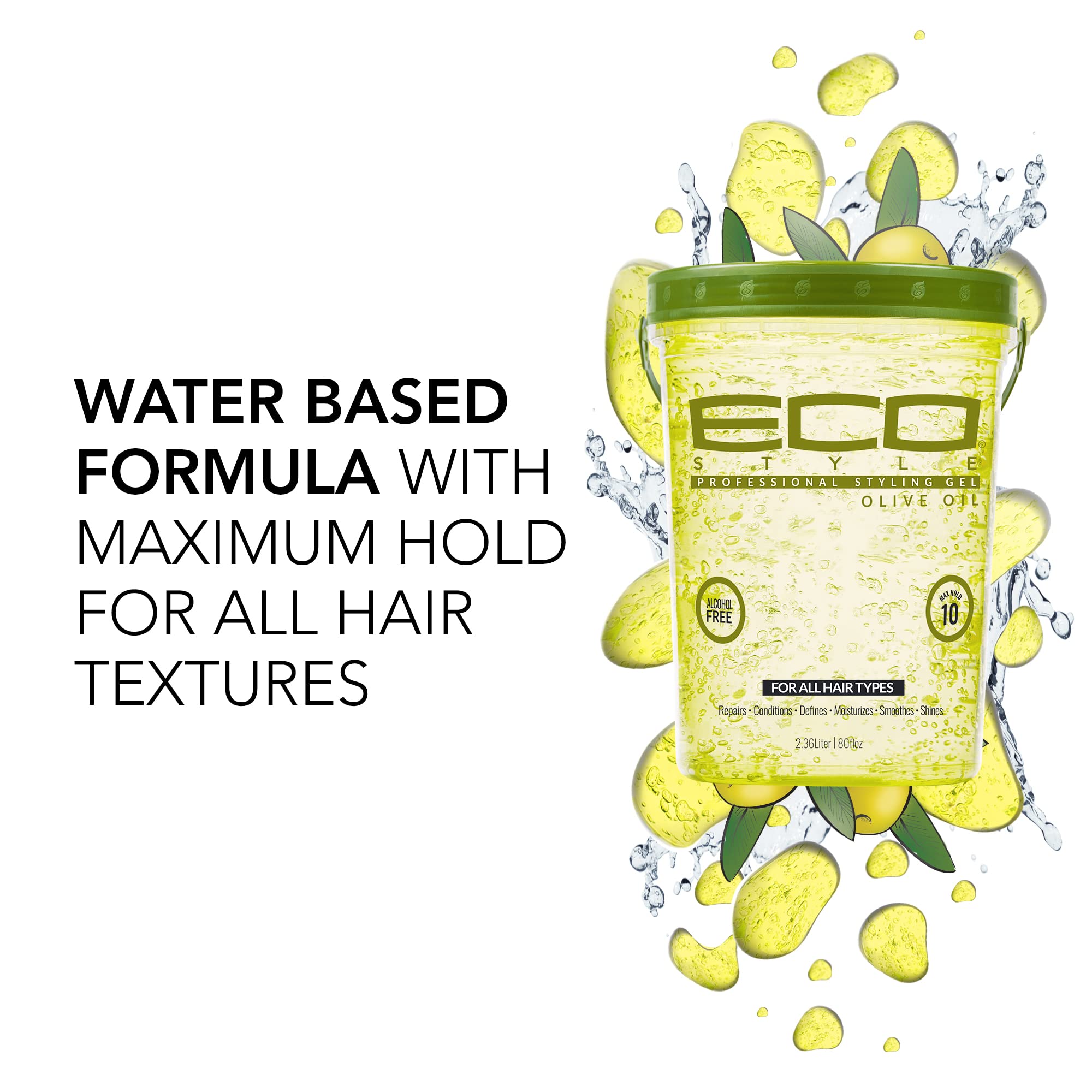 Eco Style Gel Olive Oil Styling Gel - Adds Shine and Tames Split Ends - Delivers Moisture to the Scalp - Nourishes And Repairs -