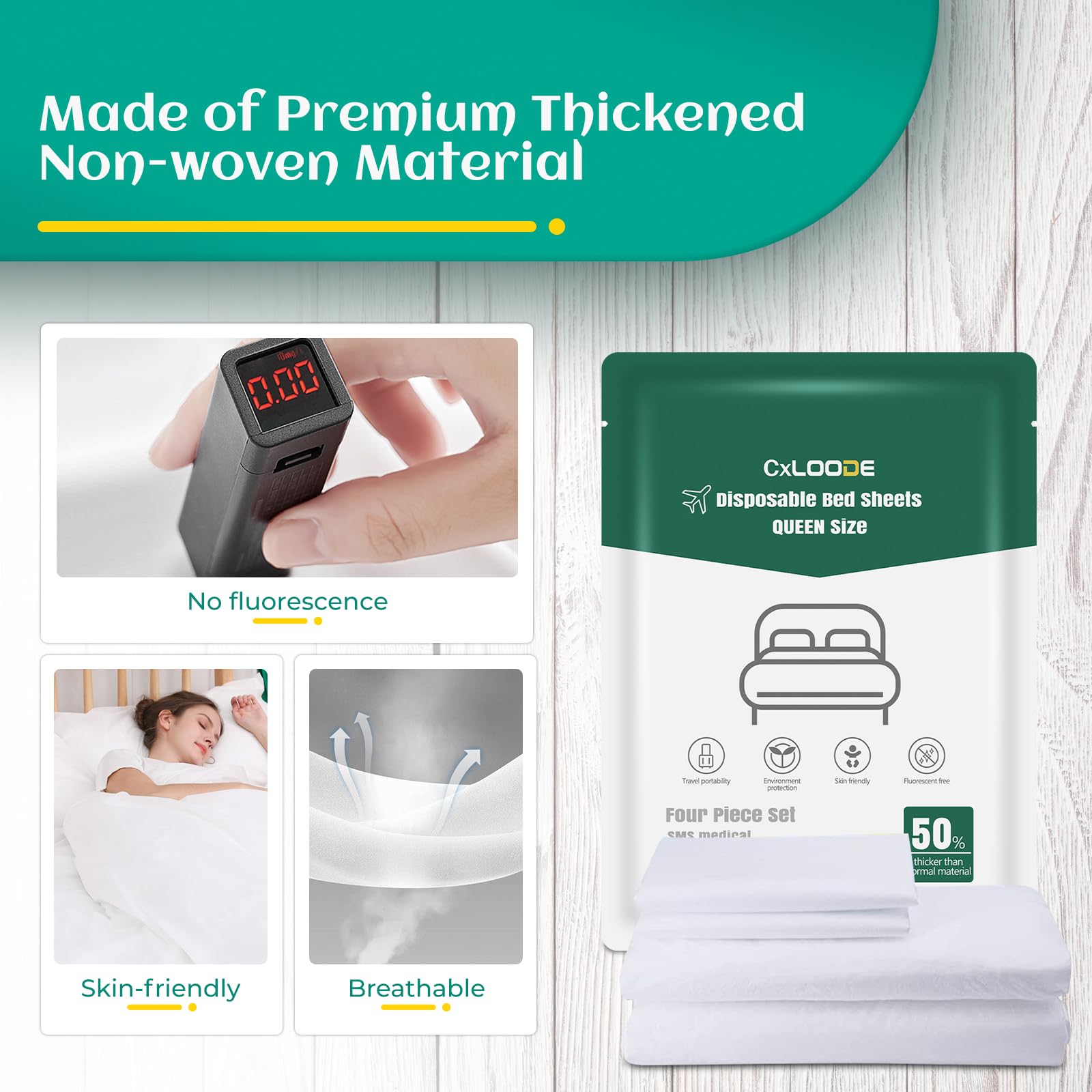 Hotel Essentials Disposable Bed Sheet For Travel, Queen Size Disposable Sheet With Bath Towel Face Towel Toilet Seat Cover, Disp