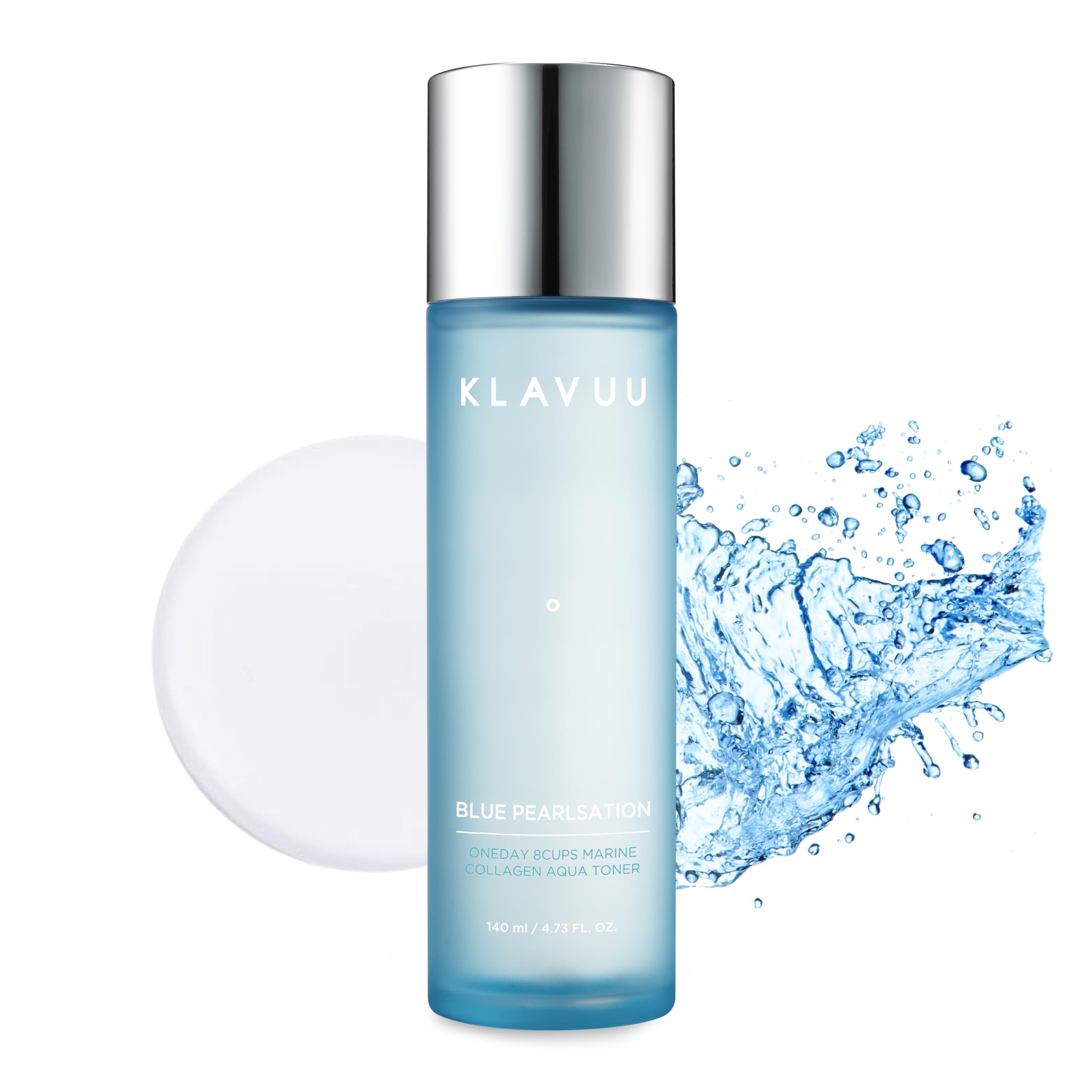 Blue PEARLSATION ONE Day 8 Cups Marine Collagen Aqua Toner - Deeply Hydrating & Soothing for Skin Radiance, Non-Sticky Formula f