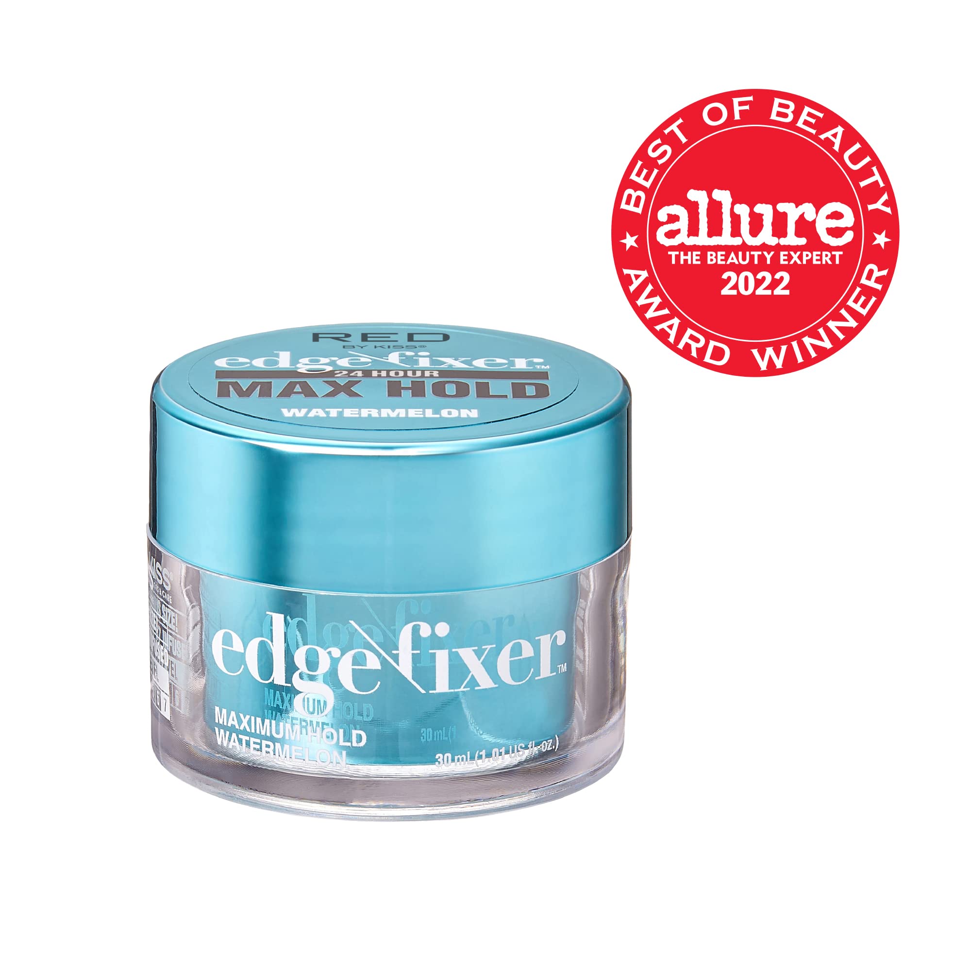 Red By Kiss Edge Fixer 24 Hour Maximum Hold Edge Wax No Flaking Biotin B7 Infused Hair Gel 1.01 Fl.Oz (Watermelon)