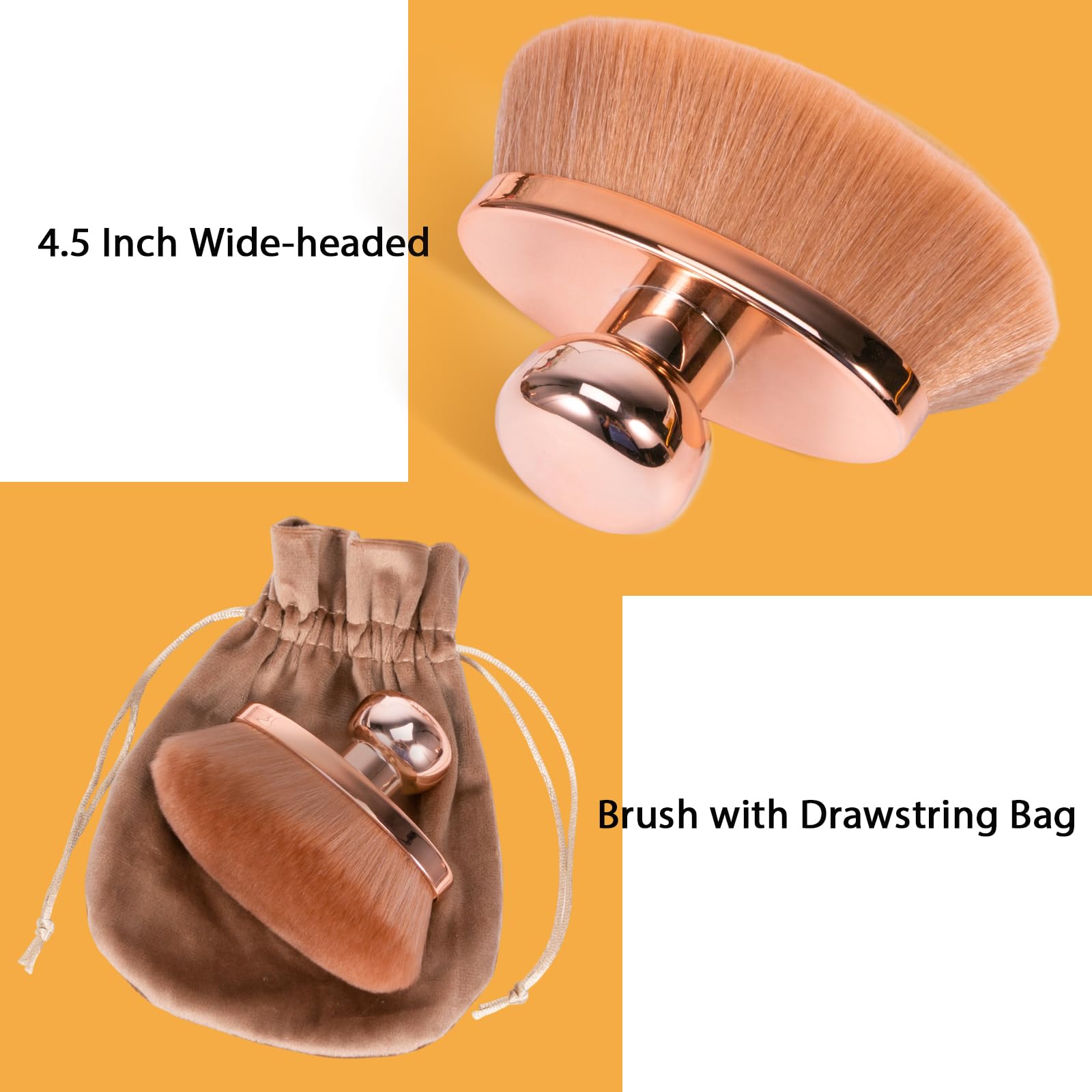 UNIMEIX Blend & Blur Extra Large Body Makeup Brush with Drawstring Bag, 4.5 Inch Wide-headed Sunscreen Applicator Kabuki Brush f