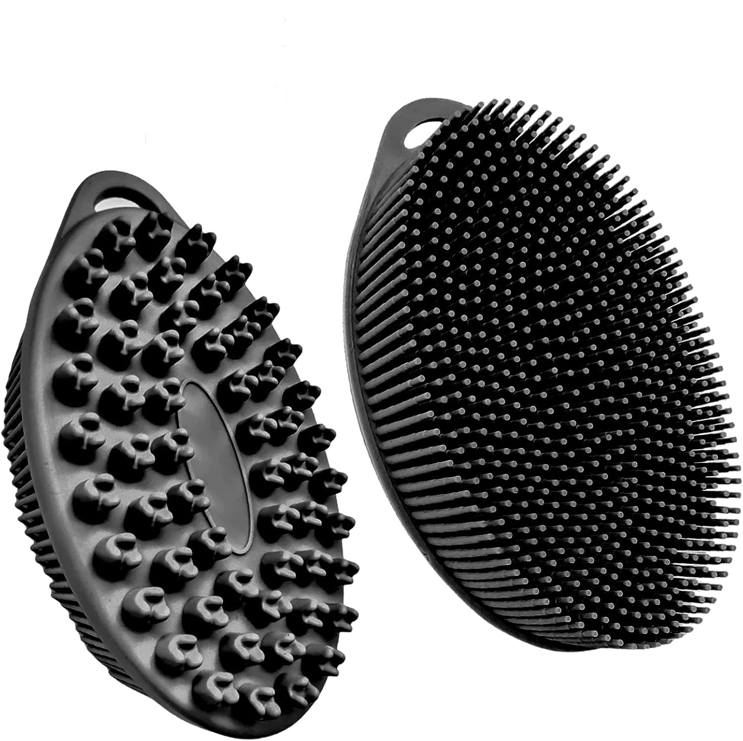 Inovera (Label) Silicone Bathing Scrubber - Exfoliating Cleaning Bath Brush - Soft Body Wash Shower Brushes (Black)