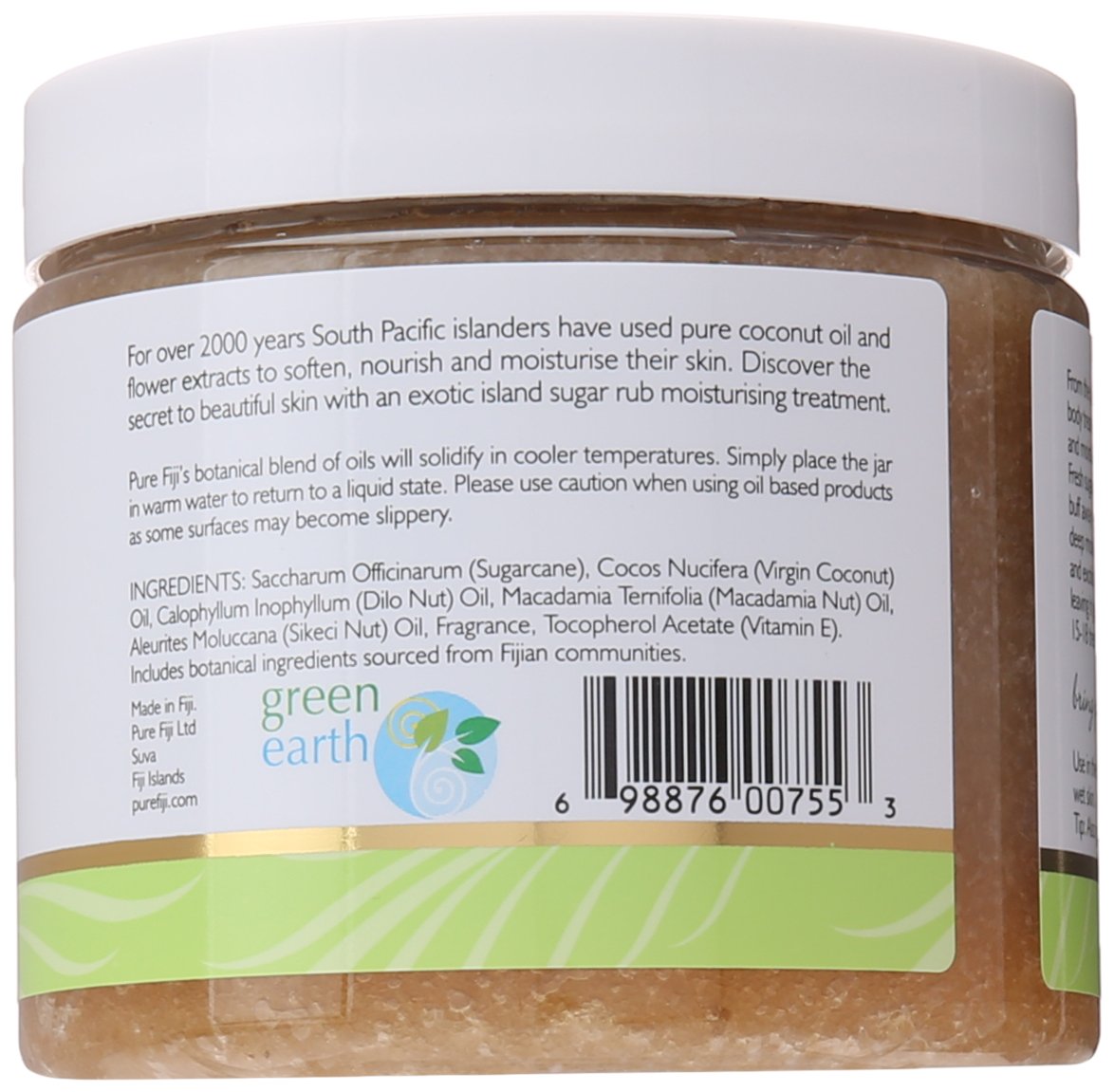 Pure Fiji Coconut Sugar Body Scrub - Body Exfoliator Scrub Natural Origin for Smooths and Softens Skin - Organic Exfoliating Sug