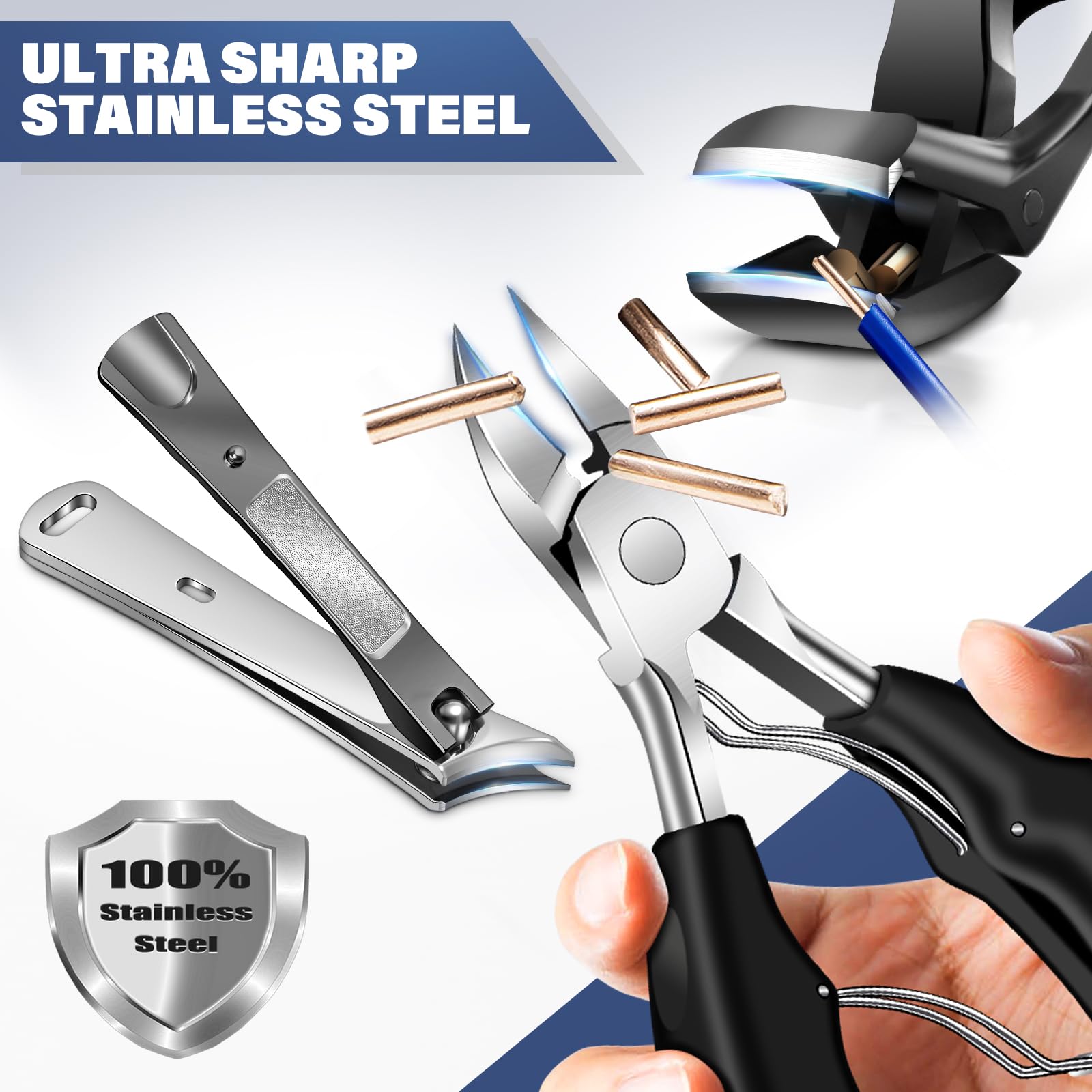 Toenail Clippers For Thick Toenails For Seniors, Angled Head Large Toe Nail Clippers Set For Men, Heavy Duty Ingrown Toenail Cli