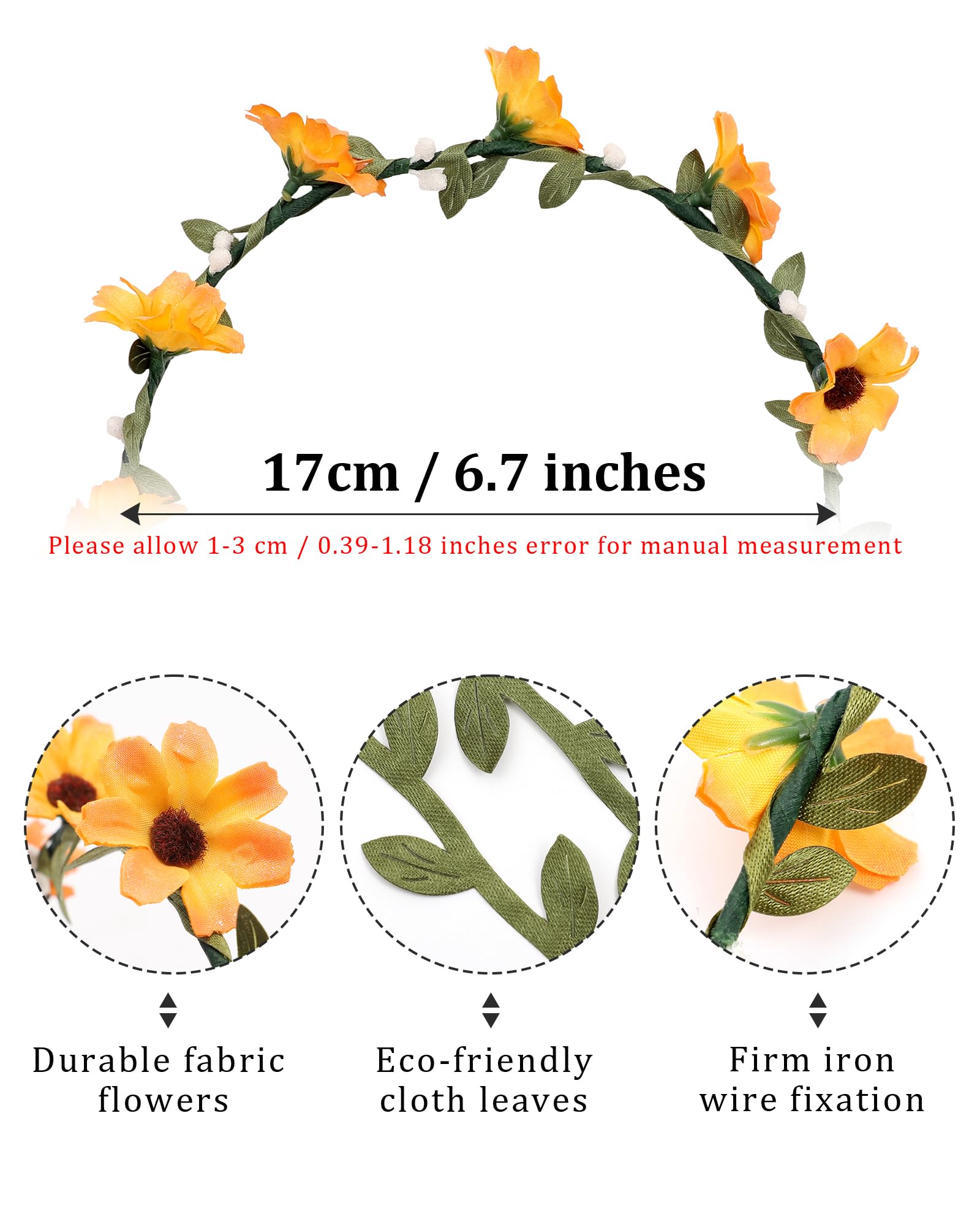 AWAYTR Bohemia Flower Crown Headband - Women Girl Fashion Green Leaves Ribbon Garland Floral Headpiece For Wedding Party Photogr