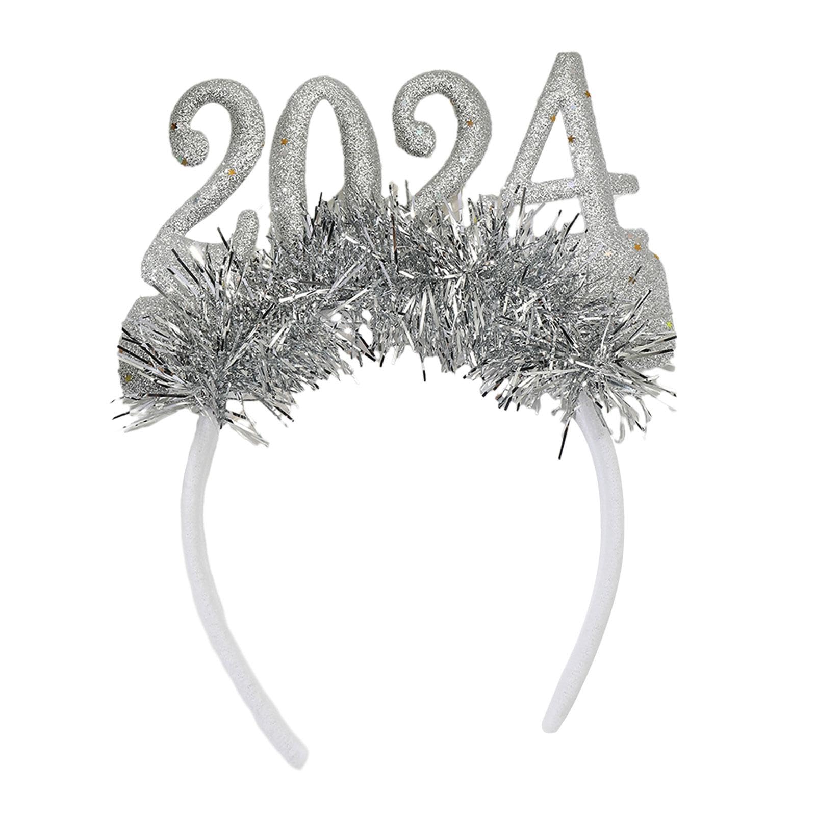 ATORSE?2024 Happy New Year Headband Hair Accessory for Carnival Birthday Masquerade silver