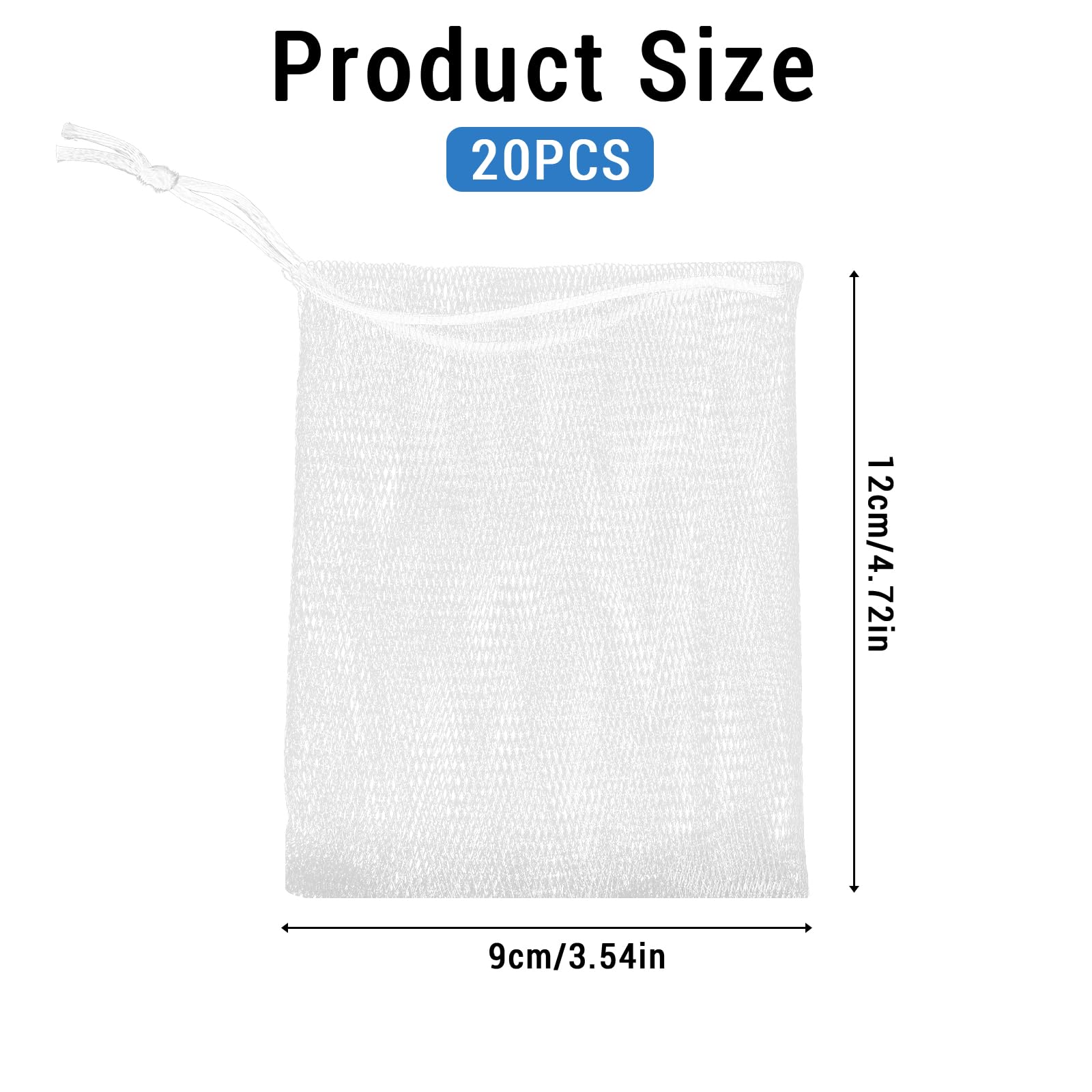 Mozeat Lens 20 Pcs Exfoliating Mesh Soap Saver Pouch Bag Mesh Soap Bag Soap Handmade Soap Bubble Mesh Net Bags With Drawstring M