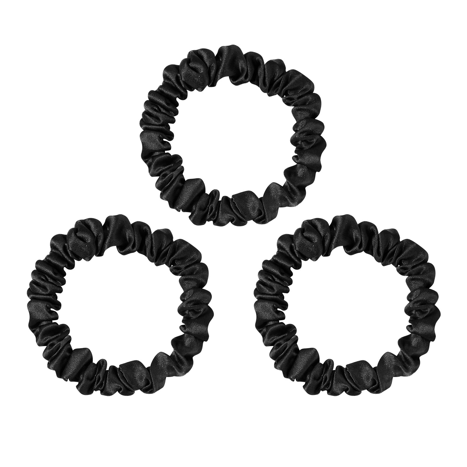 OLESILK Mulberry Thick Black Silk-Scrunchie for Women, Silk Hair Scrunchies for Curly Hair, Silk Hair Ties, Silk Elastics Ponyta