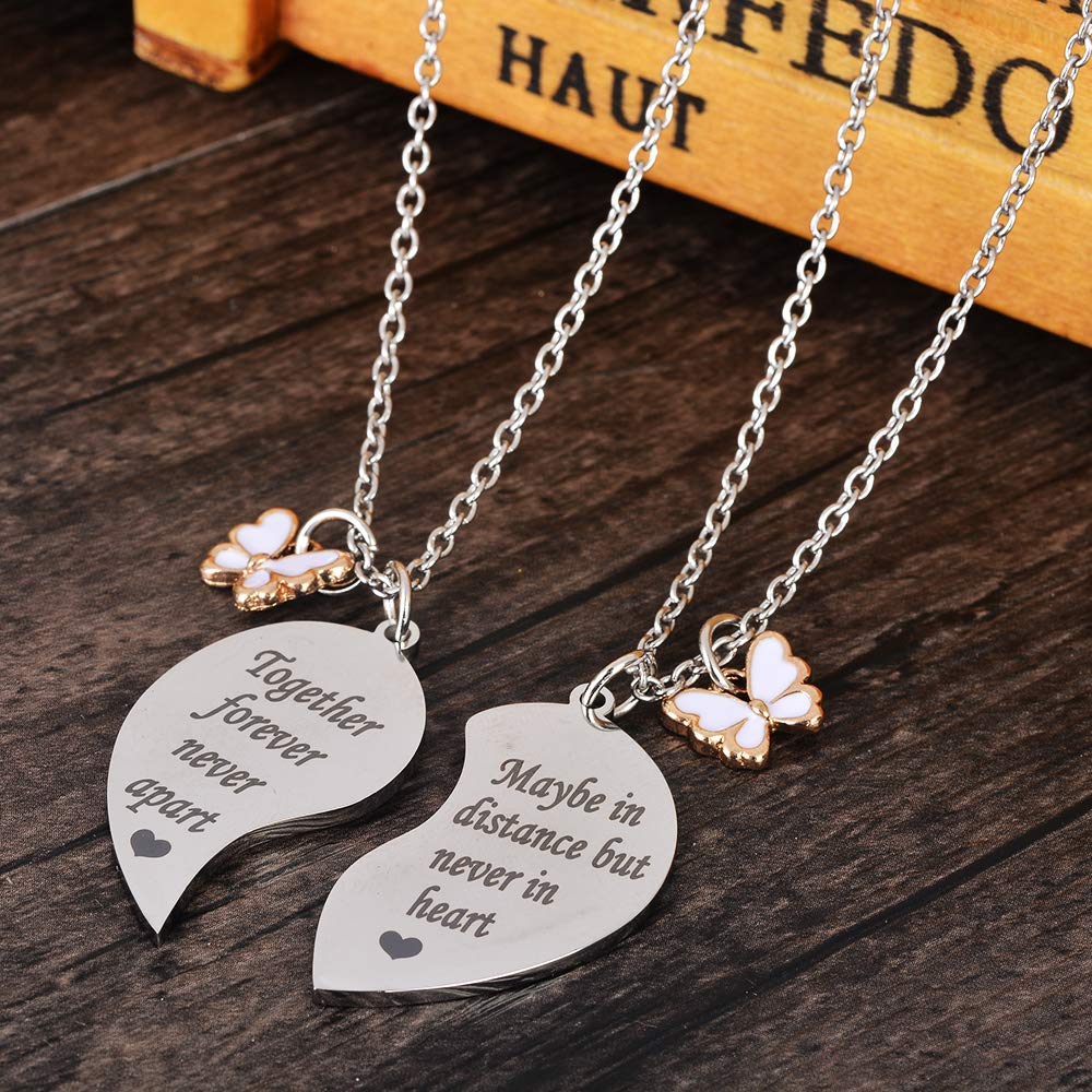 MJartoria BFF Necklace for 2-Valentines Heart Matching Necklace Best Friends Pendant Friendship Necklace Set of 2 Birthday Gifts