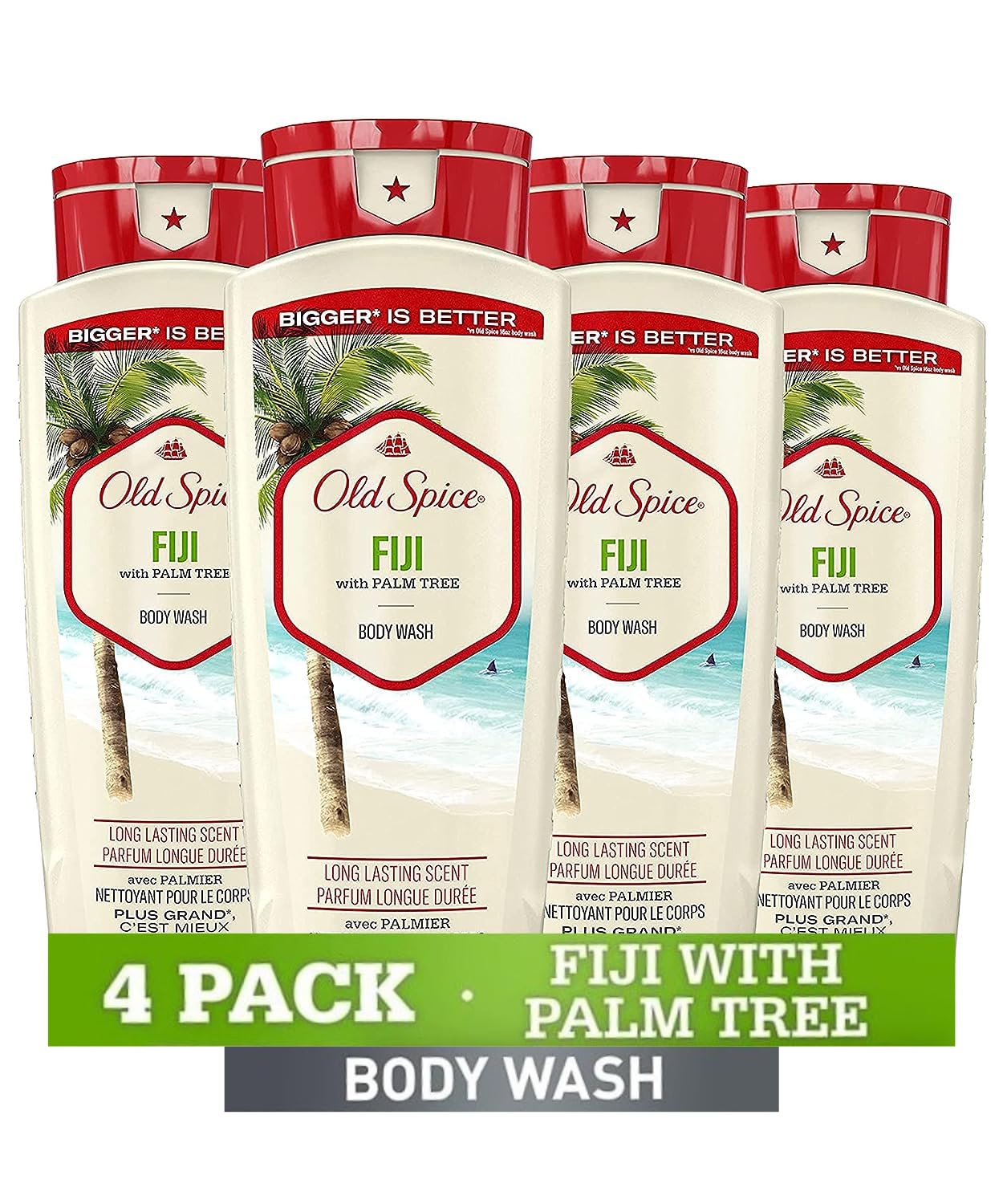 Old Spice Body Wash For Men, 24/7 Shower Fresh With Long Lasting Scent, Fiji With Palm Tree Scent, 18 Fl Oz (Pack Of 4)
