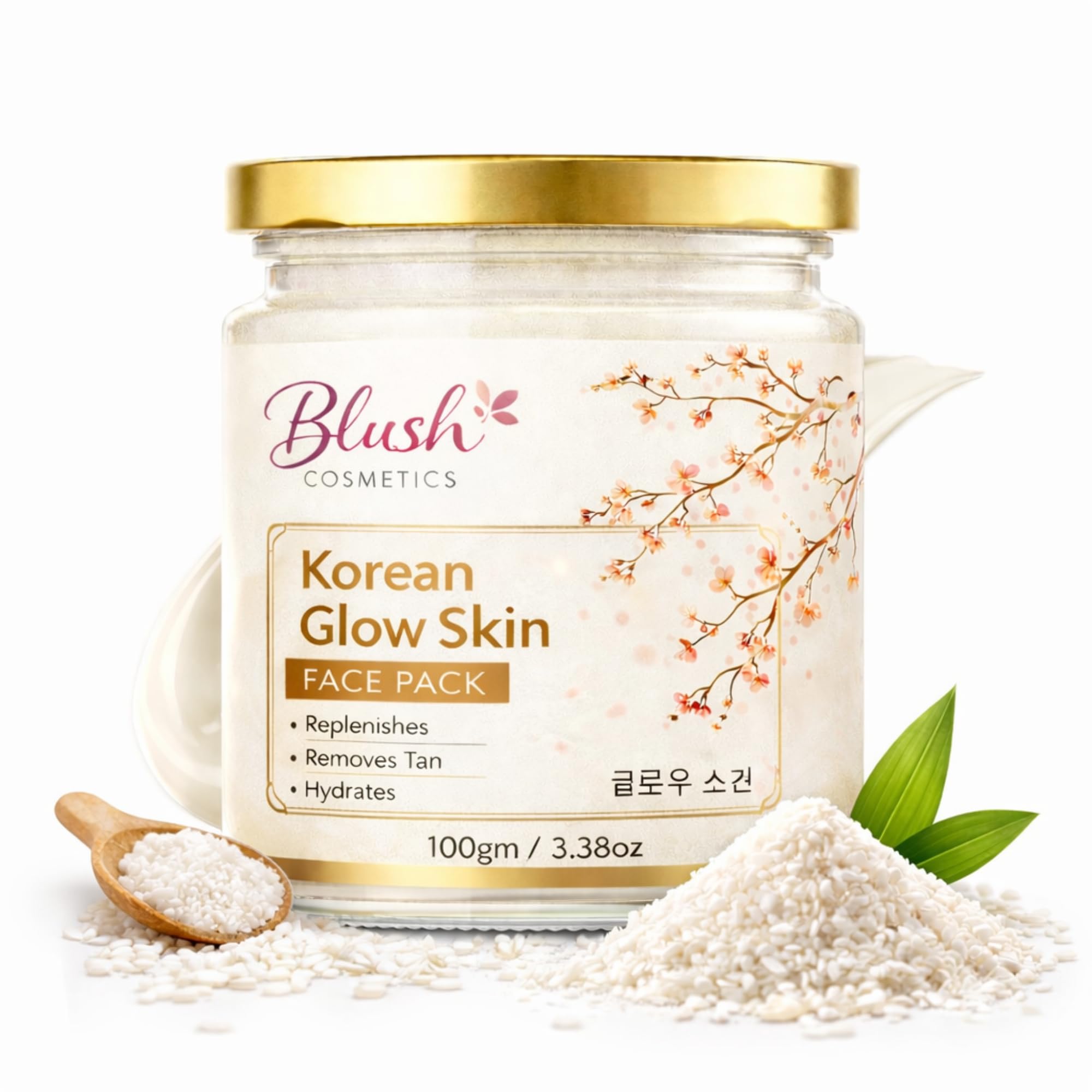 Blush Cosmetics Korean Face Pack With Rice Water & Niacinamide 100G | Glass Skin Glow | Brightening, AntiAcne, Dark Spot & Tan 