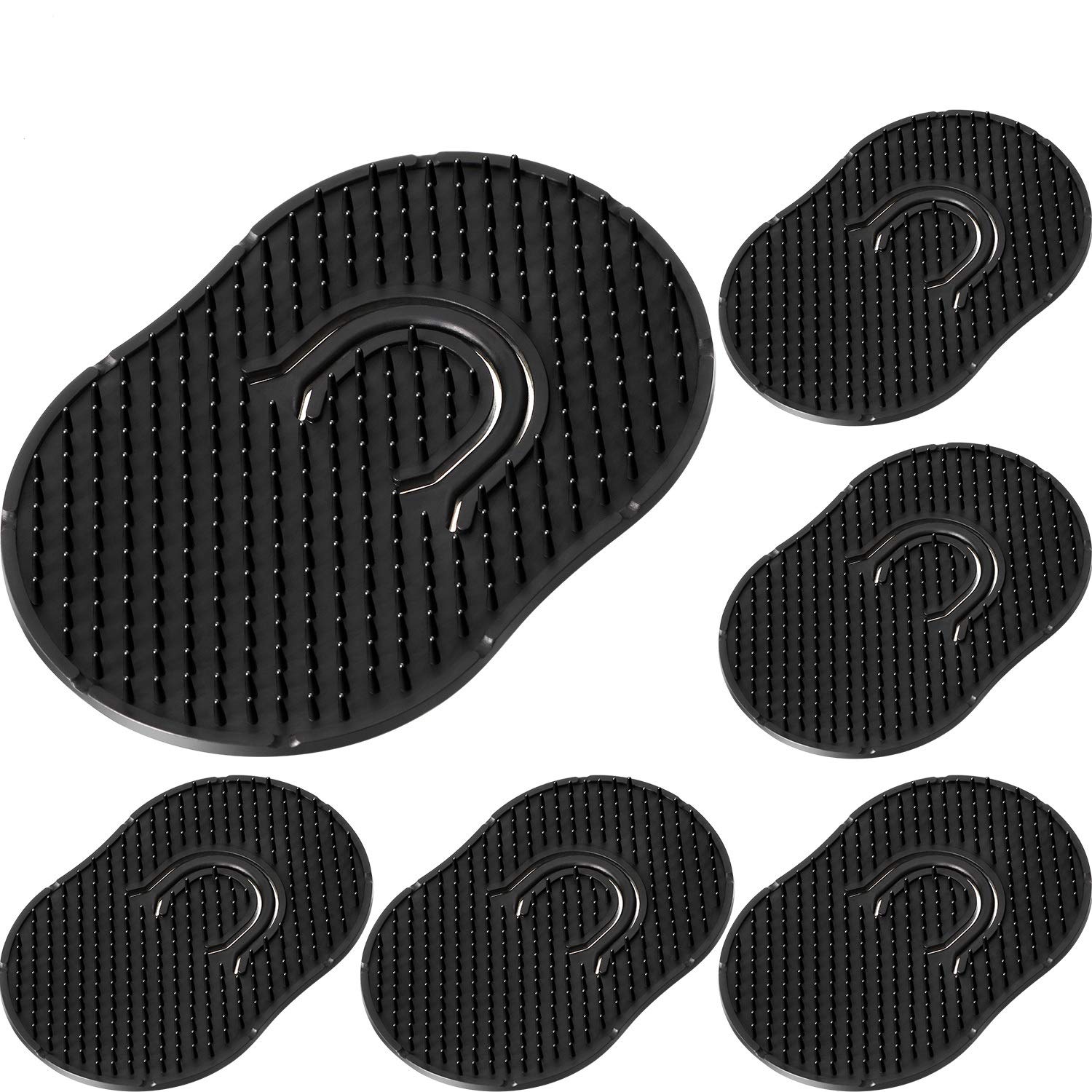 Boao 6 Packs Pocket Palm Combs - Shampoo Comb & Scalp Massager Brush - Black Plastic