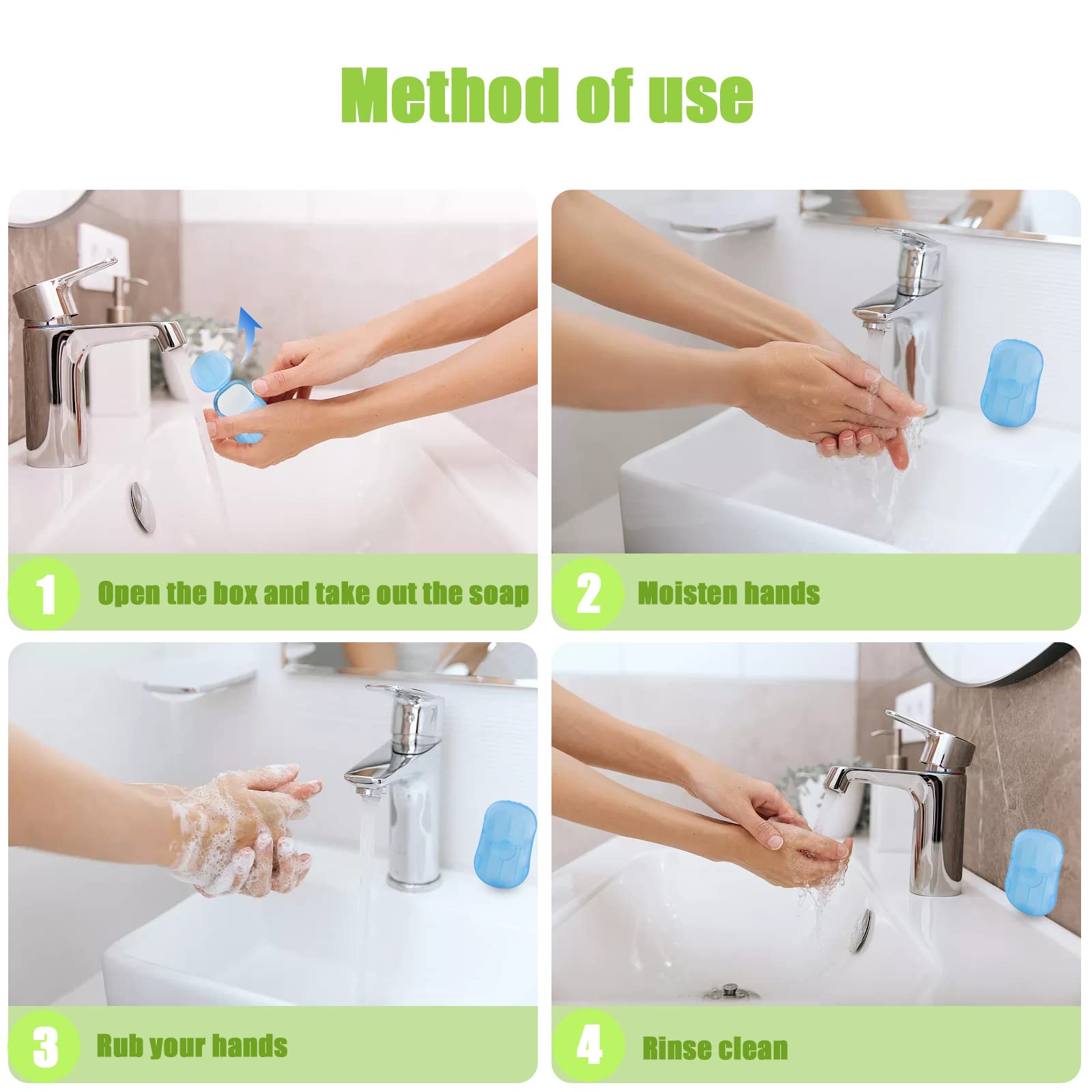Tivansi Pack Of 12 Sets Travel Camping Hiking Washing Hand Bath Toiletry Sheets Paper Soap Slide Foaming Box (Color May Vary)