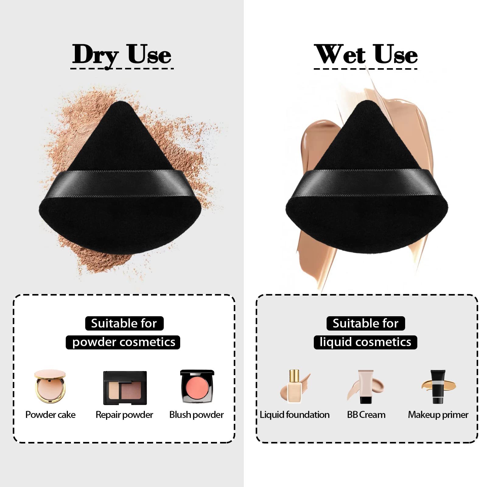 8Pcs Of Triangular Powder Puff Makeup Sponges, Made Of Super-Soft Velvet, Designed For Contouring, Eye, And Corner, Beauty Blend
