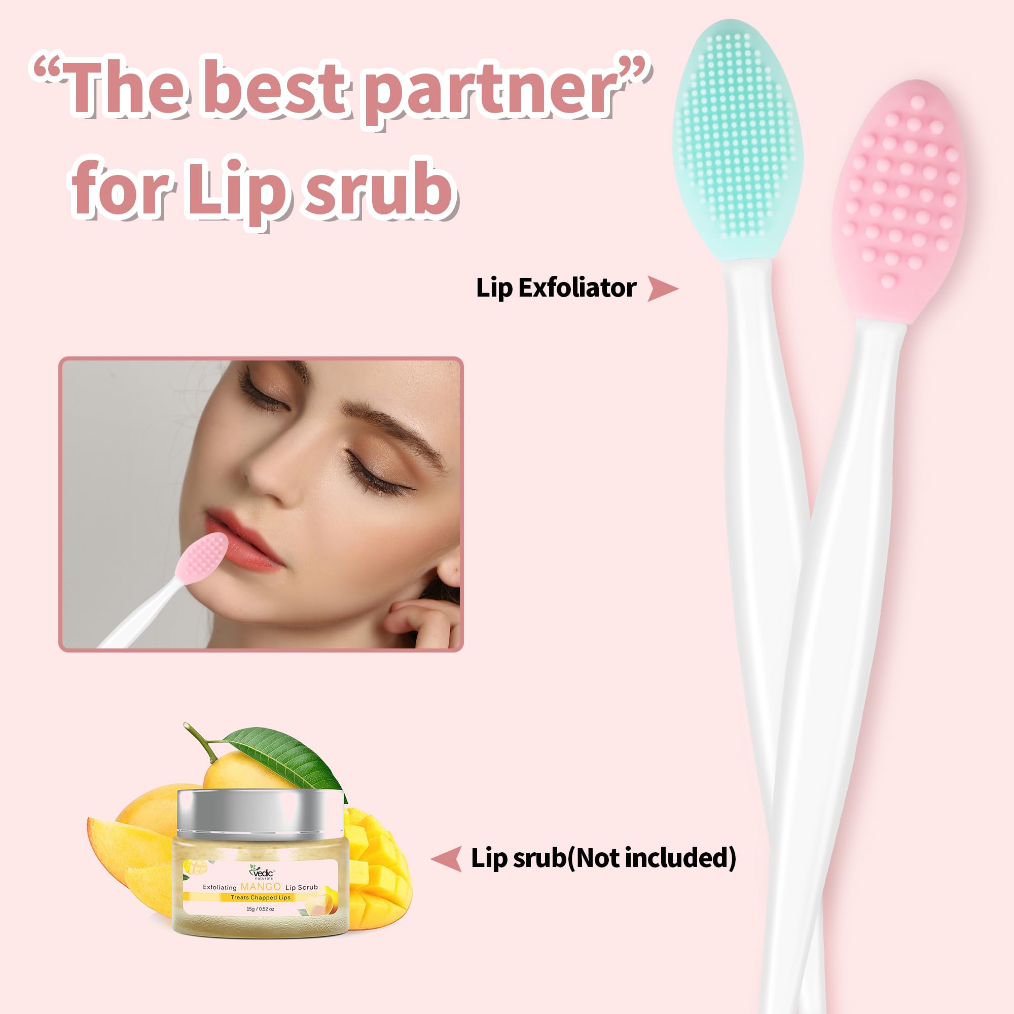 Lip Scrub Brush Scrubber Tool Exfoliator Silicone Exfoliating For Dark Lips (2 Pcs, Mix)
