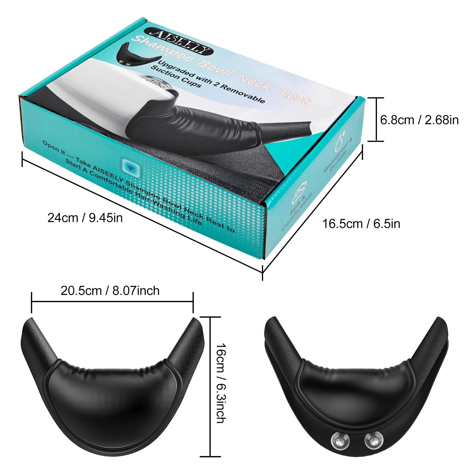 Aiseely Shampoo Bowl Neck Rest - 2 Suction Cups Included Salon Shampoo Neck Rest Cushion, Silicone Neck Cushion For Home Wash Ba