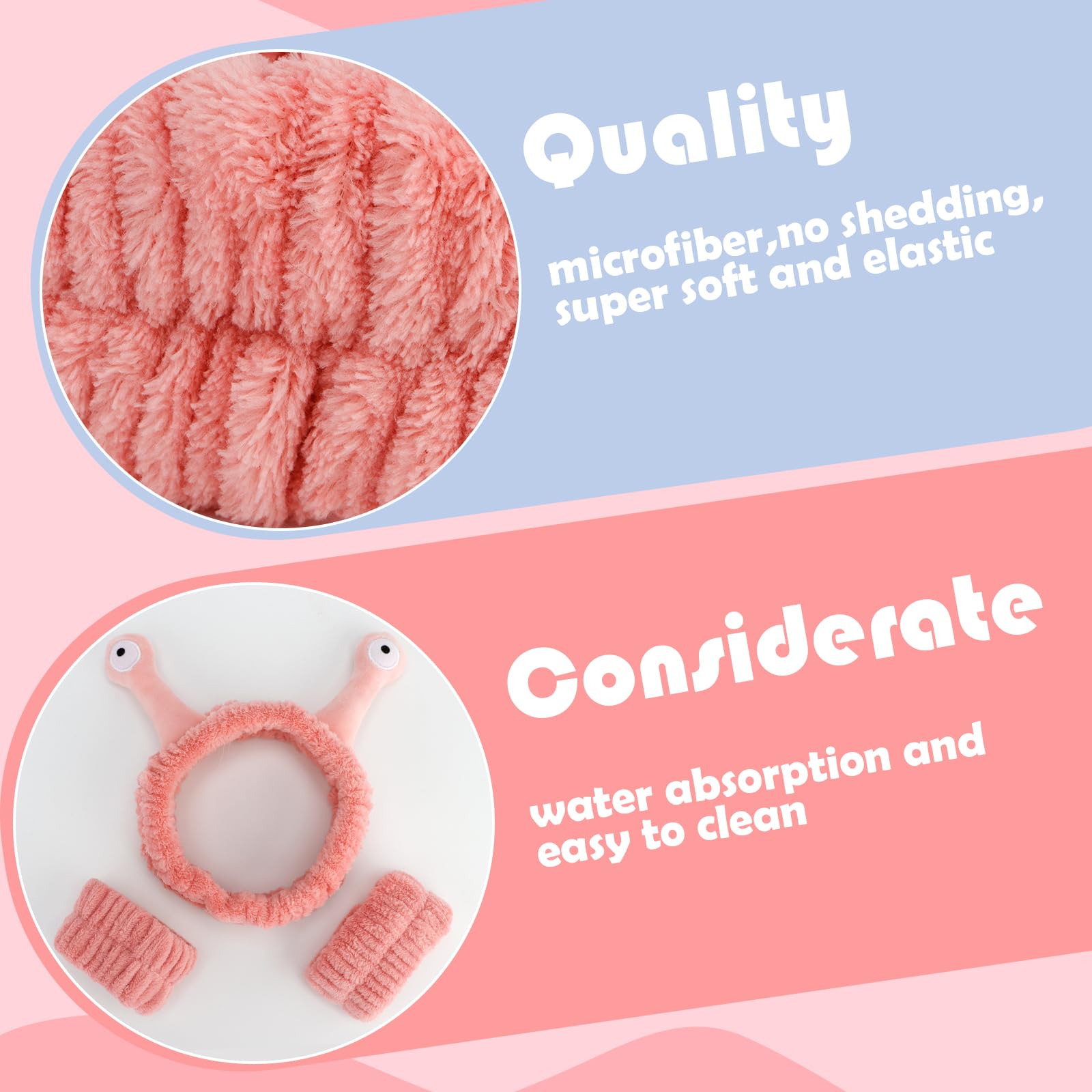 Canitor Snail Spa Headband Wrist Bands for Washing Face Makeup Headband Cute Animal Skincare Headband Face Wash Cute Funny Gifts