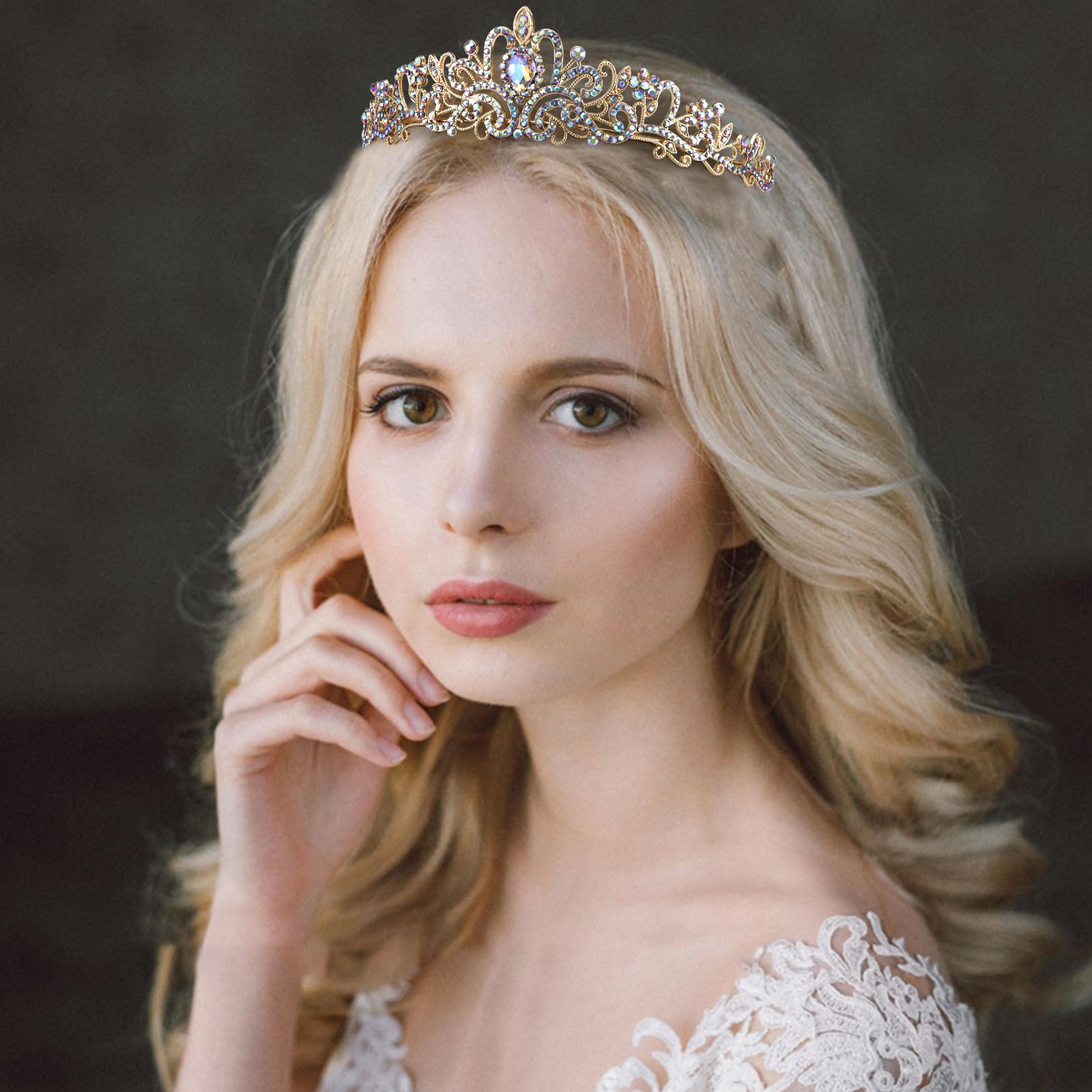 Cieher Crystal Crown Purple Ab Rhinestone Crown For Women Girls, Elegant Tiara Royal Queen Crown Princess Crown For Gothic Weddi