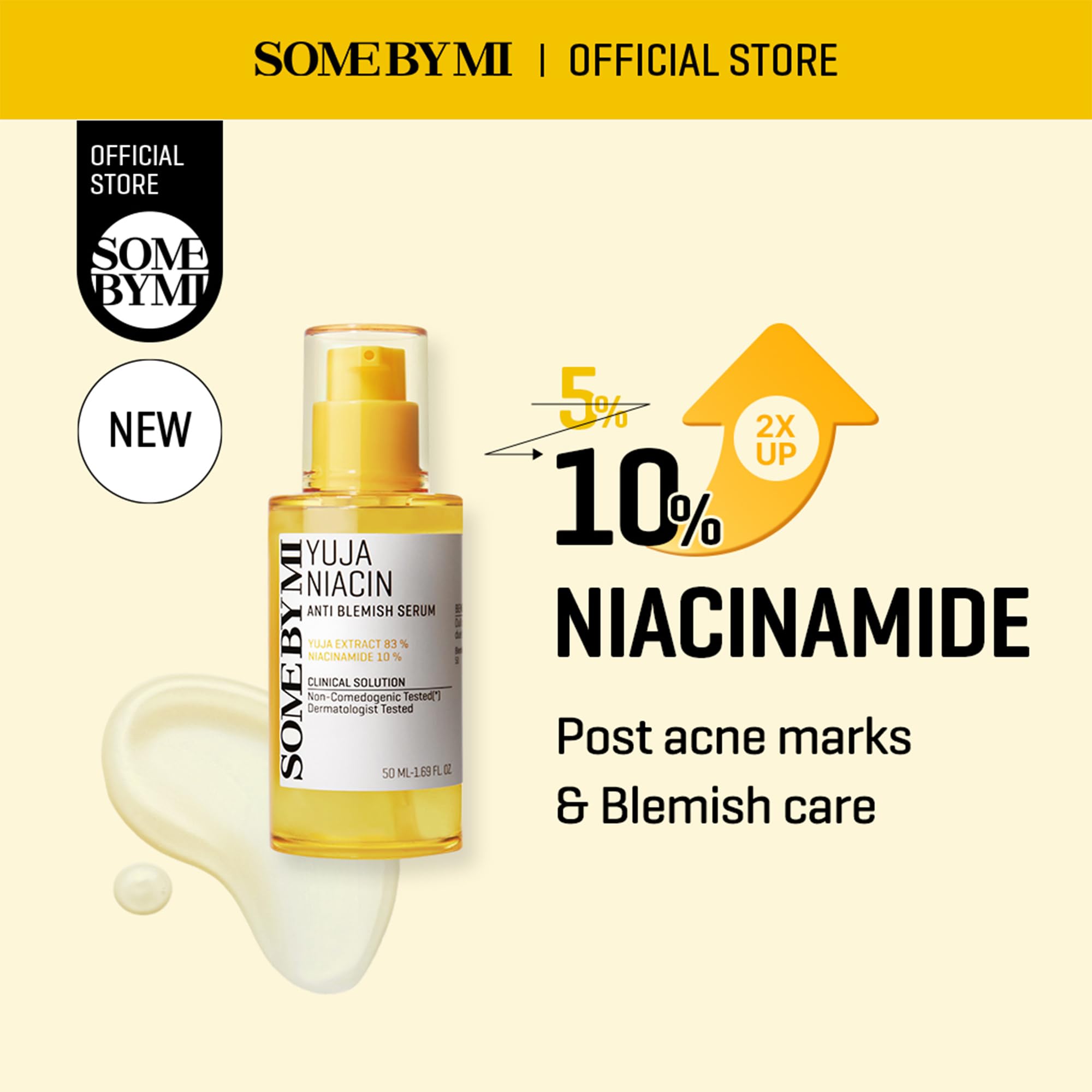 Some By Mi Yuja Niacin Anti Blemish Serum - 1.69Oz, 50Ml - Made From 10% Niacinamide And 83% Yuja Essence - Advanced Skin Bright