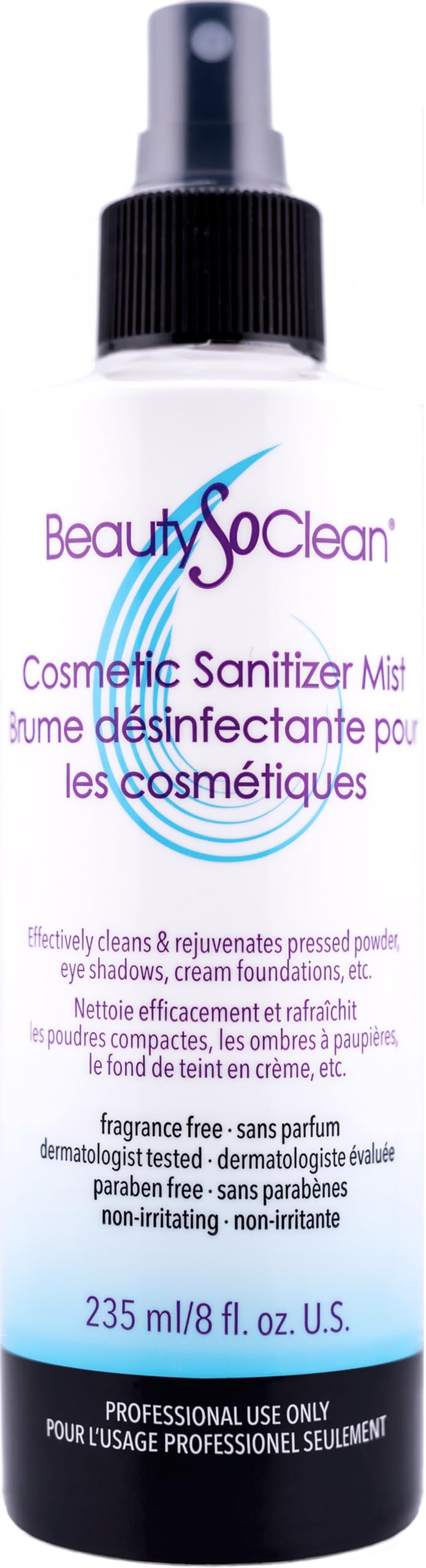 Beautysoclean Cosmetic Sanitizer Mist - (8.0 oz.) Makeup Sanitizing Spray for Powder-based Makeup Palettes & Pressed Cream Found