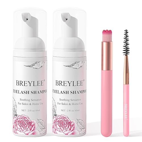 Breylee 100 Ml Lash Shampoo For Lash Extensions, Lash Fan Dryer+Rinse Bottle+Brushes+Cotton Puff, Eyelash Extension Cleanser, La