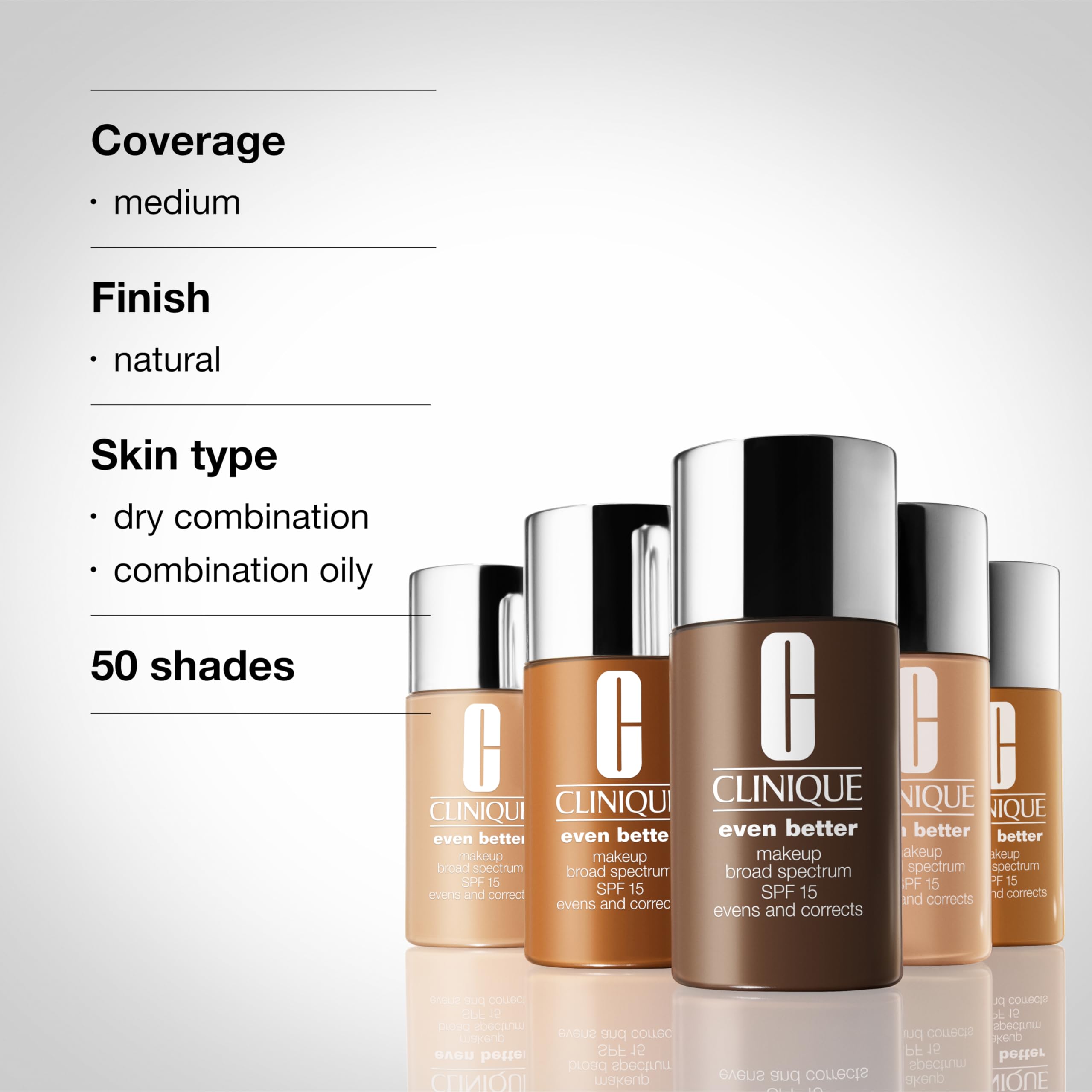 Clinique Even Better Makeup Medium Coverage Foundation Broad Spectrum SPF 15 | Evens Skin Tone + Reduces Dark Spots, Nutty