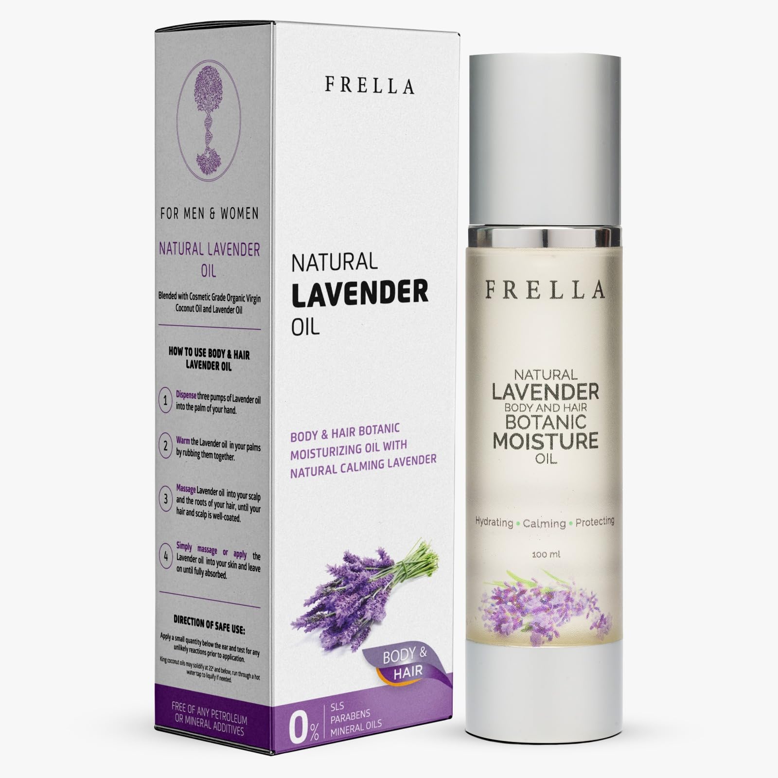 Frella Natural Lavender Oil, For Body, Face and Hair, Travel Pack Botanic Moisturizing Oil, plantbased ingredient, For Female a