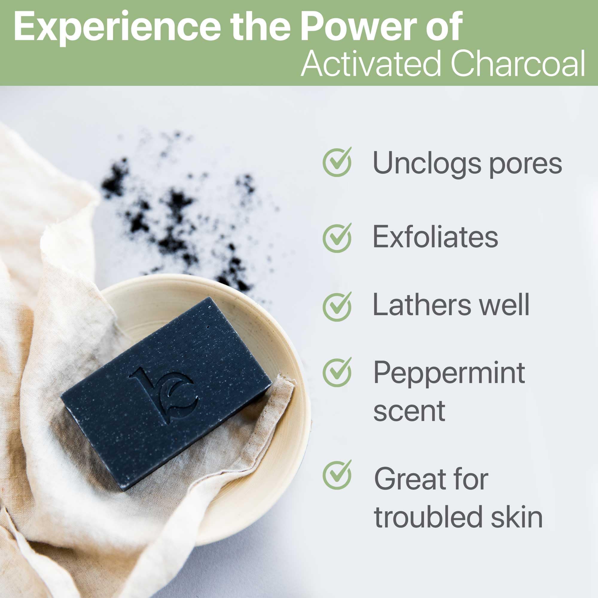 Beauty by Earth Charcoal Face Wash Bar Soap - Peppermint Tea Tree Soap Bar Facial Cleanser for Oily Skin, Black Soap Face Cleans