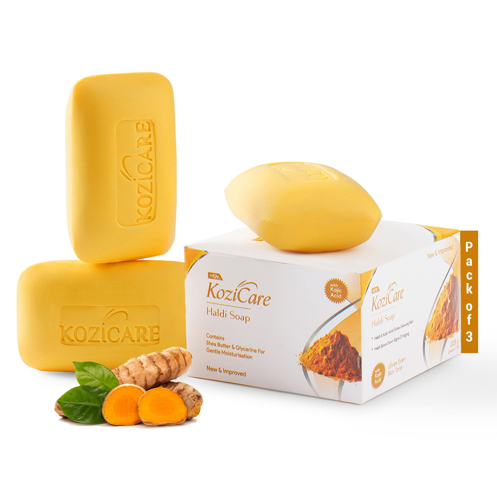 Kozicare Skin Whitening Soap | Haldi | Kojic Acid & Glutathione Soap | Body Tan Removal & Detan | For Bath | Bath Combo Offers |