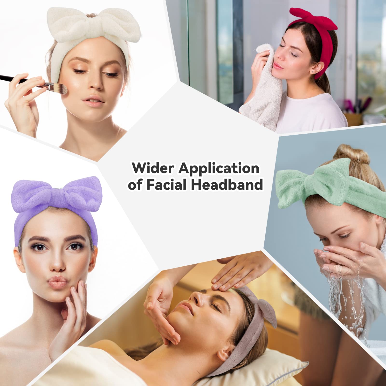 Ondder Spa Headband for Washing Face 8 Pack Aossrted Skincare Headbands for Women Girls Terry Cloth Cute Makeup Headbands Head B